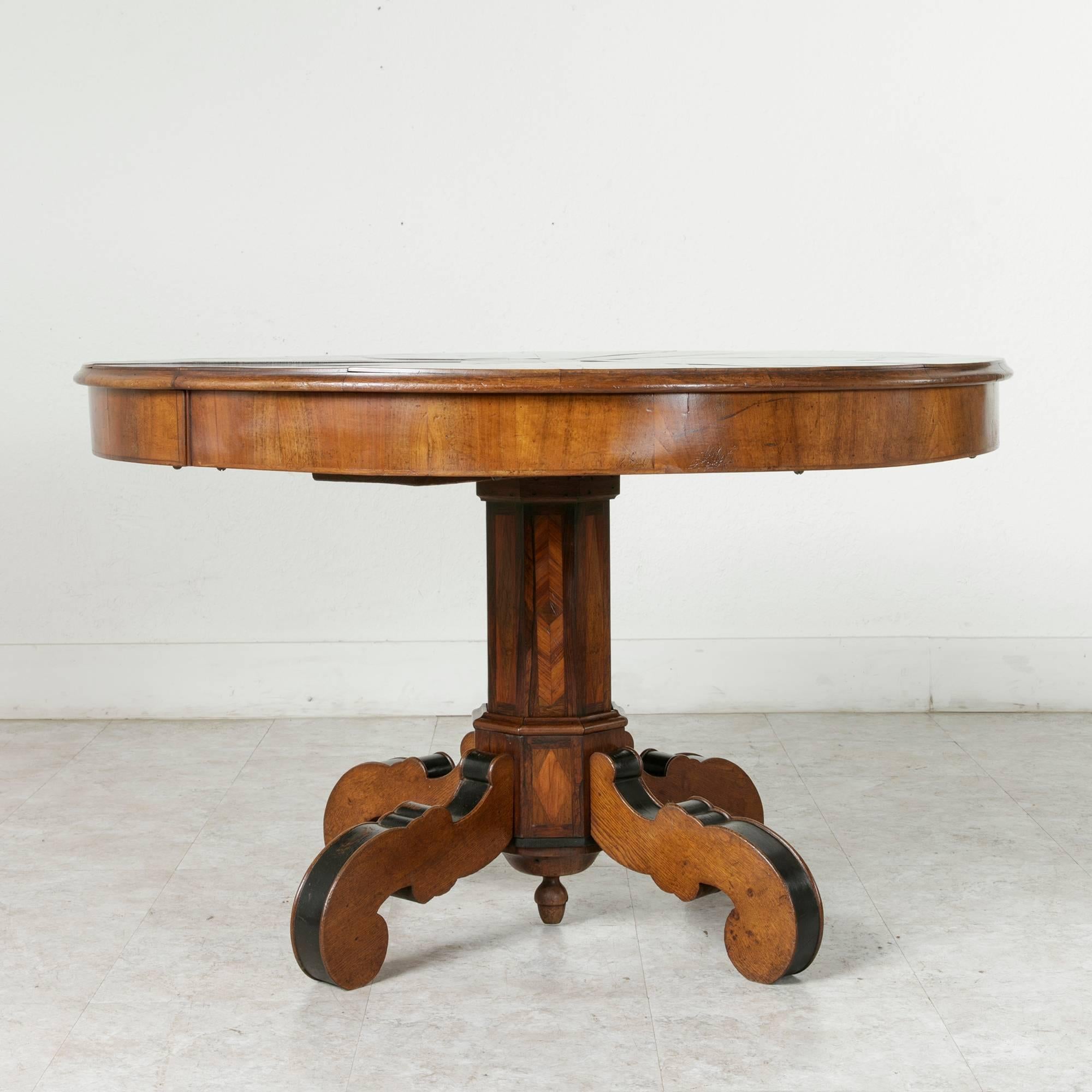 19th Century Napoleon III Period Walnut Gueridon Entry Table Pedestal Table 4