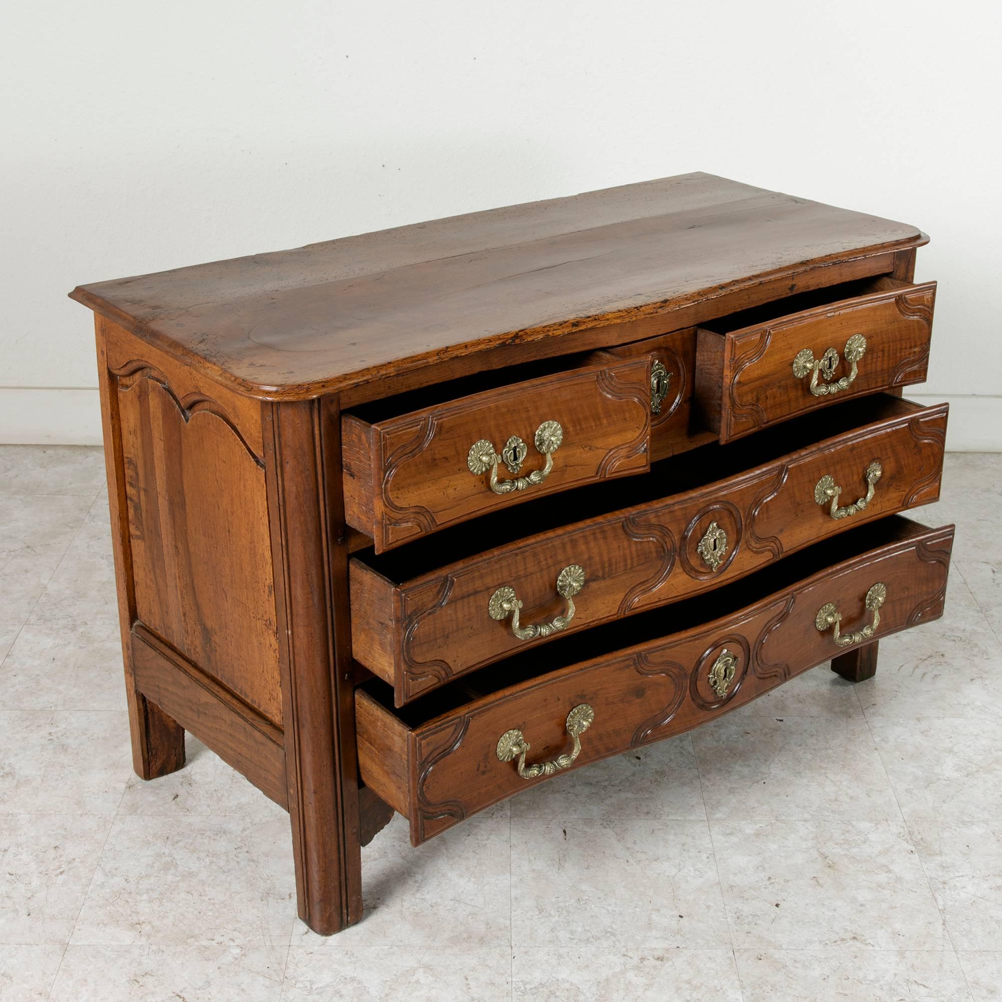 French 18th Century Hand-Carved Walnut Louis XIV Chest of Drawers Commode 1