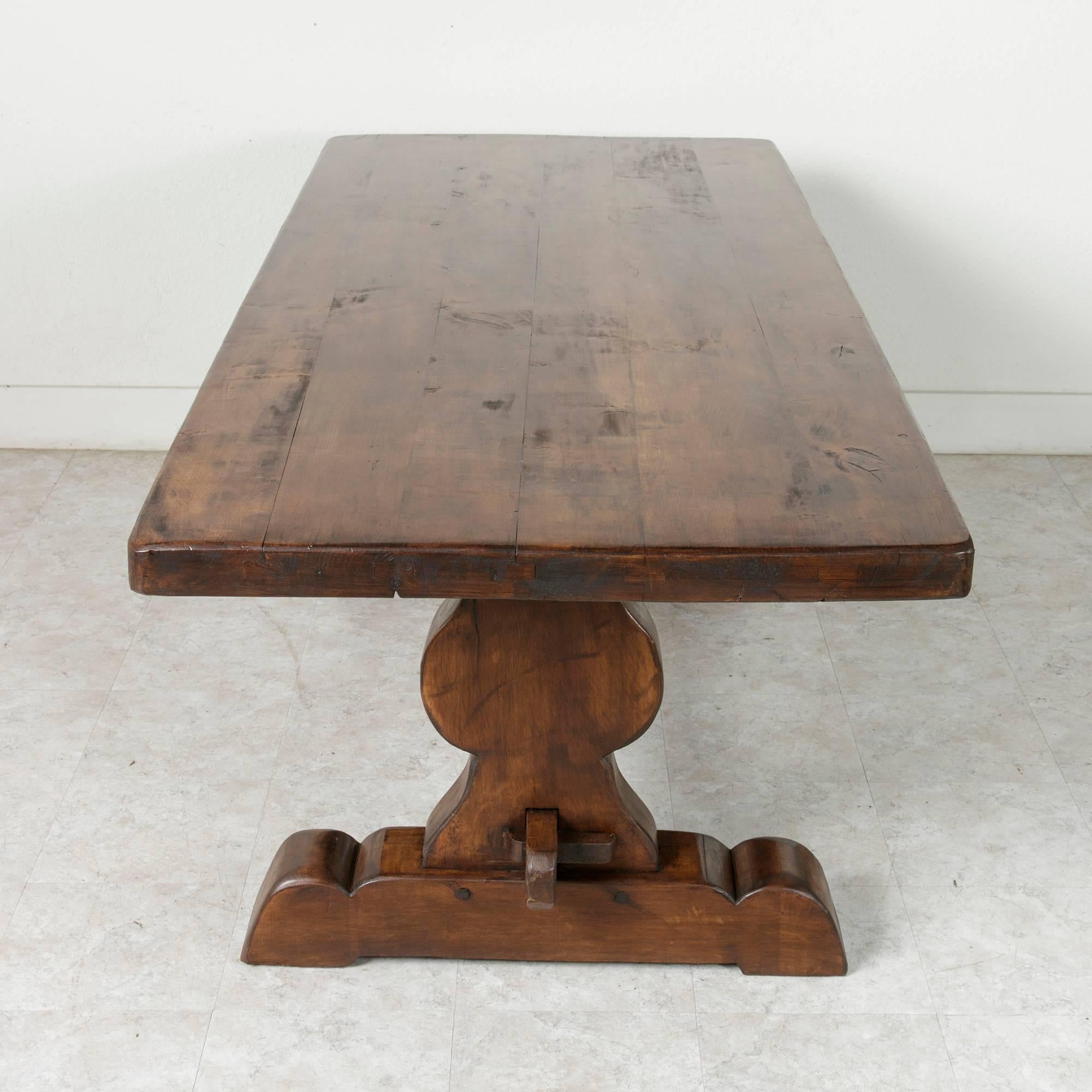 French Farm Table Dining Table with Trestle Made of Alder Wood at