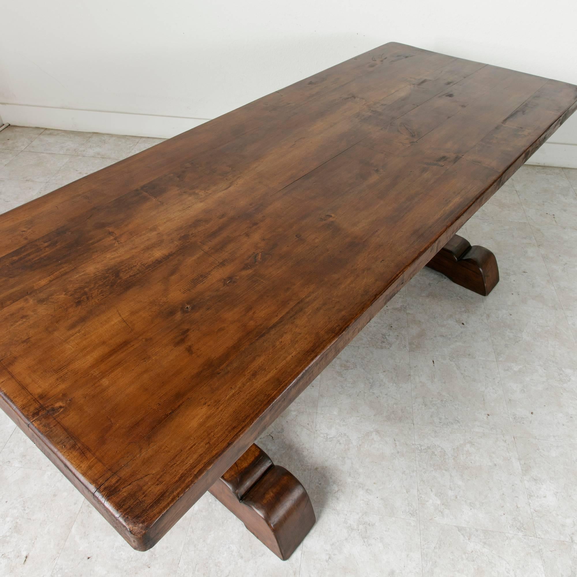 French Farm Table Dining Table with Trestle Made of Alder Wood at