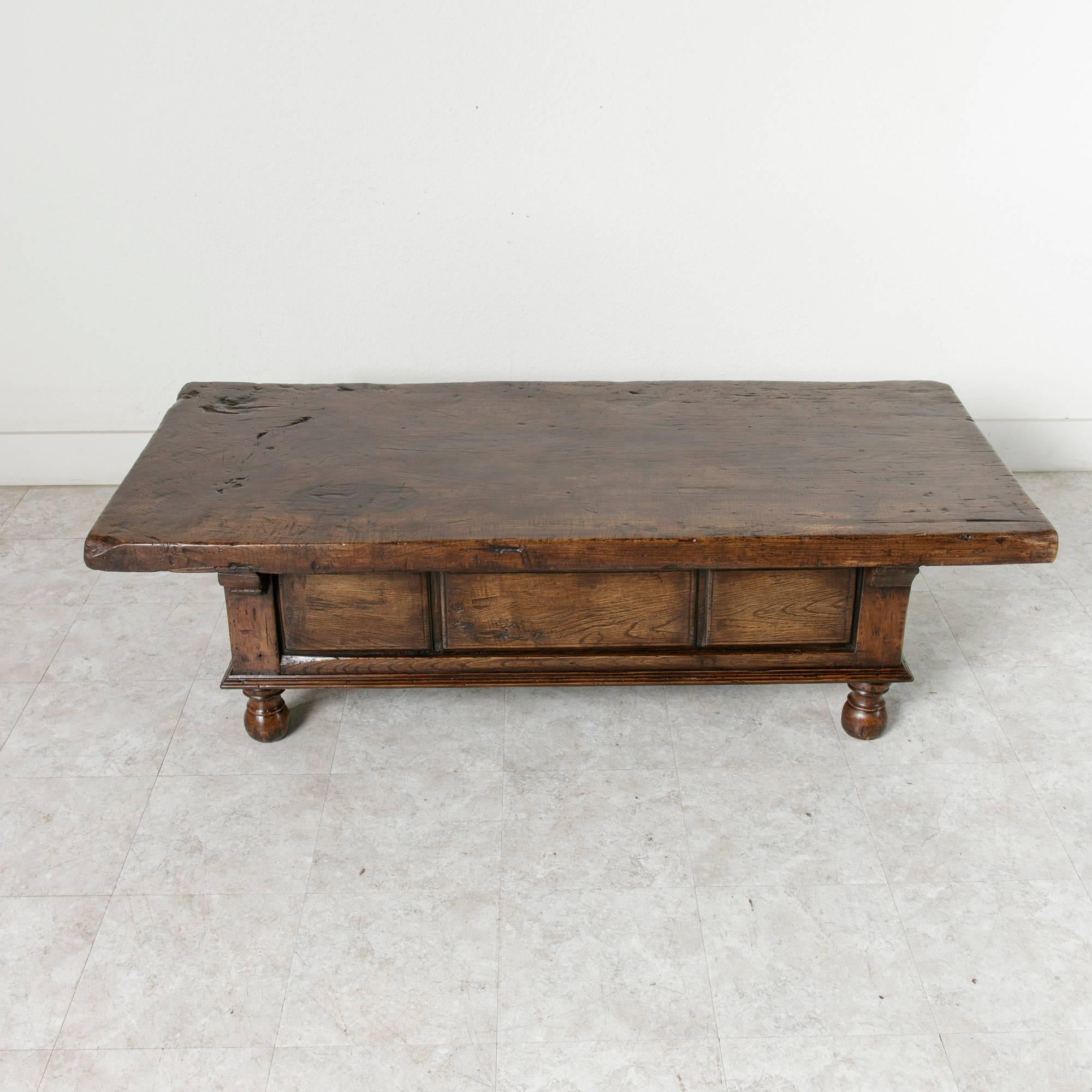 18th Century and Earlier 18th Century Spanish Coffee Table Made of One Single Piece of Walnut Two Drawers