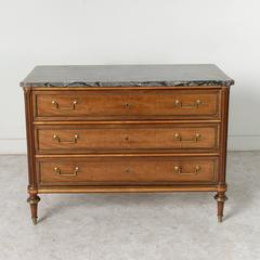 Late 18th Century Louis XVI Period Mahogany Lemonwood Ebony Inlay Chest Commode