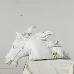 Very Large French Mid-20th Century Cast Stone Horse Head Sculpture