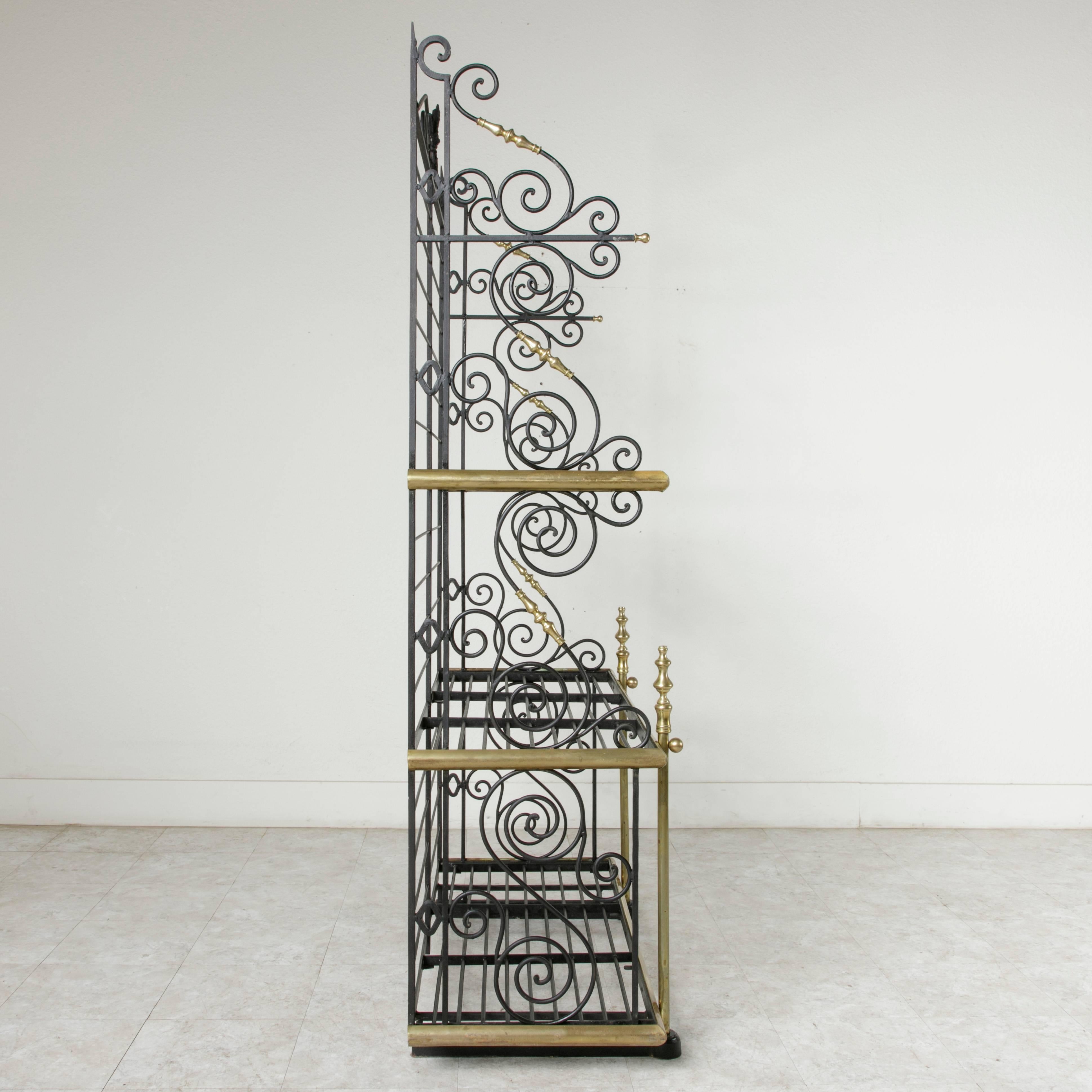 Early 20th Century French Iron and Brass Baker's Rack, Bread Rack, Etagere 1