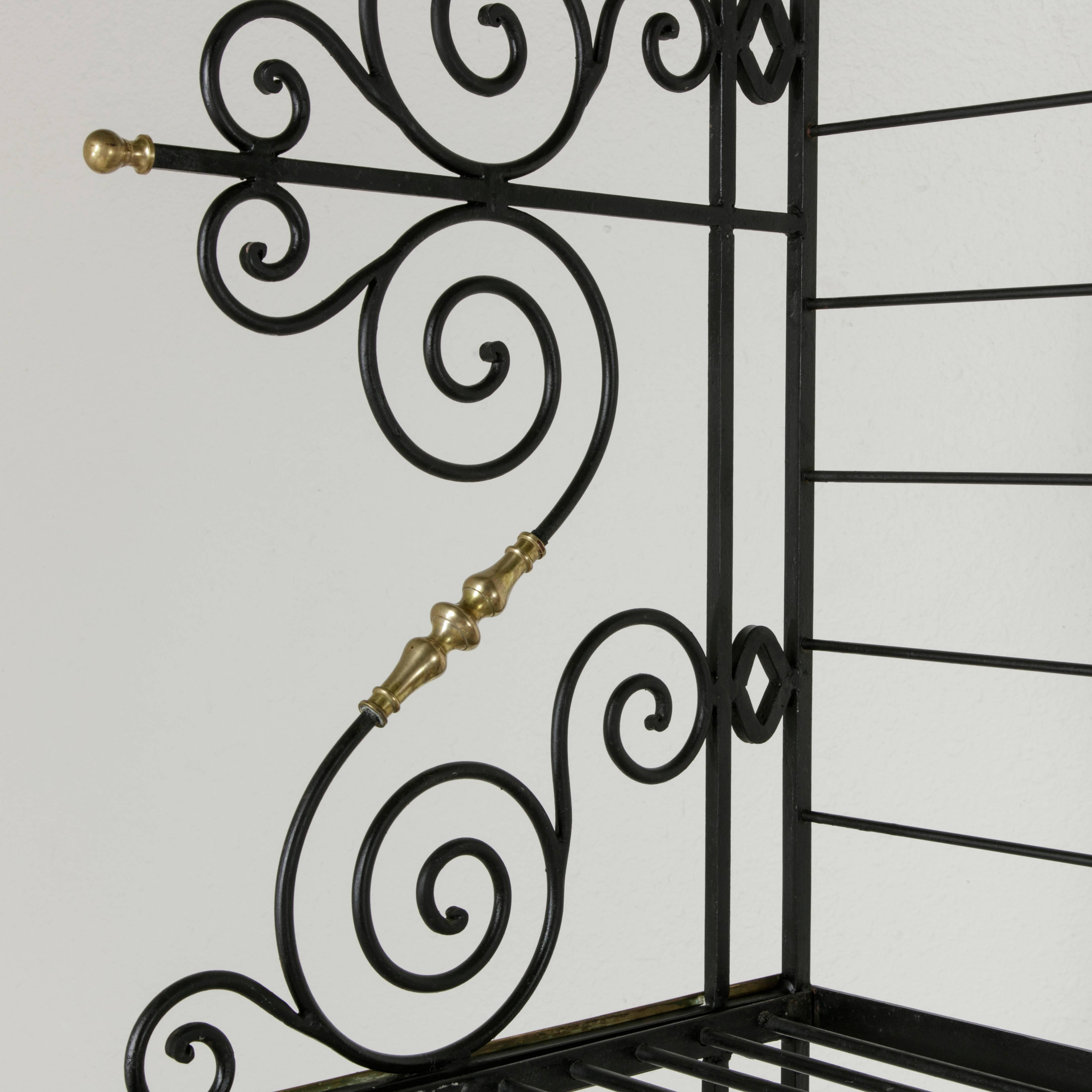 Early 20th Century French Iron and Brass Baker's Rack, Bread Rack, Etagere 2