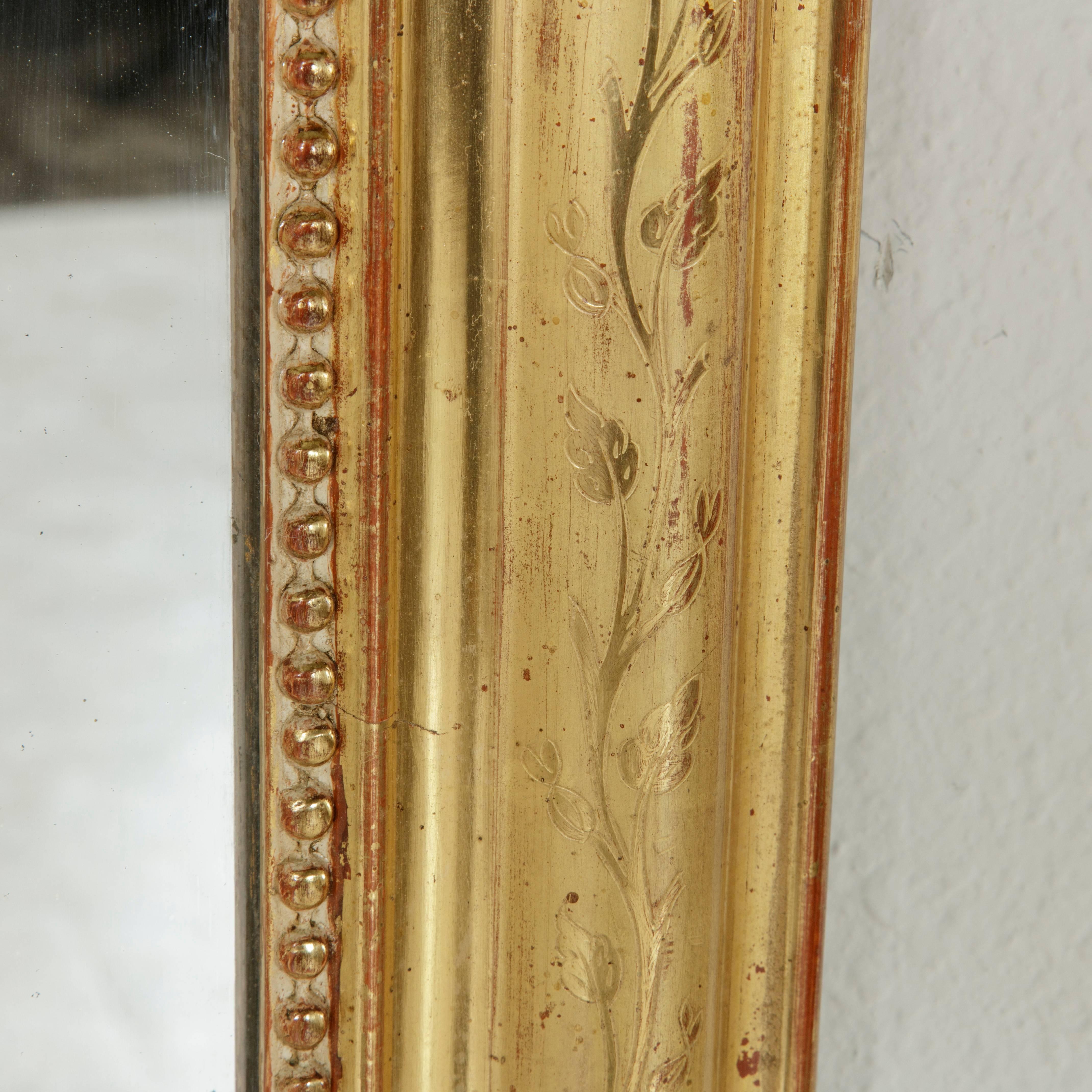 19th Century Giltwood Louis Philippe Mirror Medium Scaled Original Mercury Glass 5