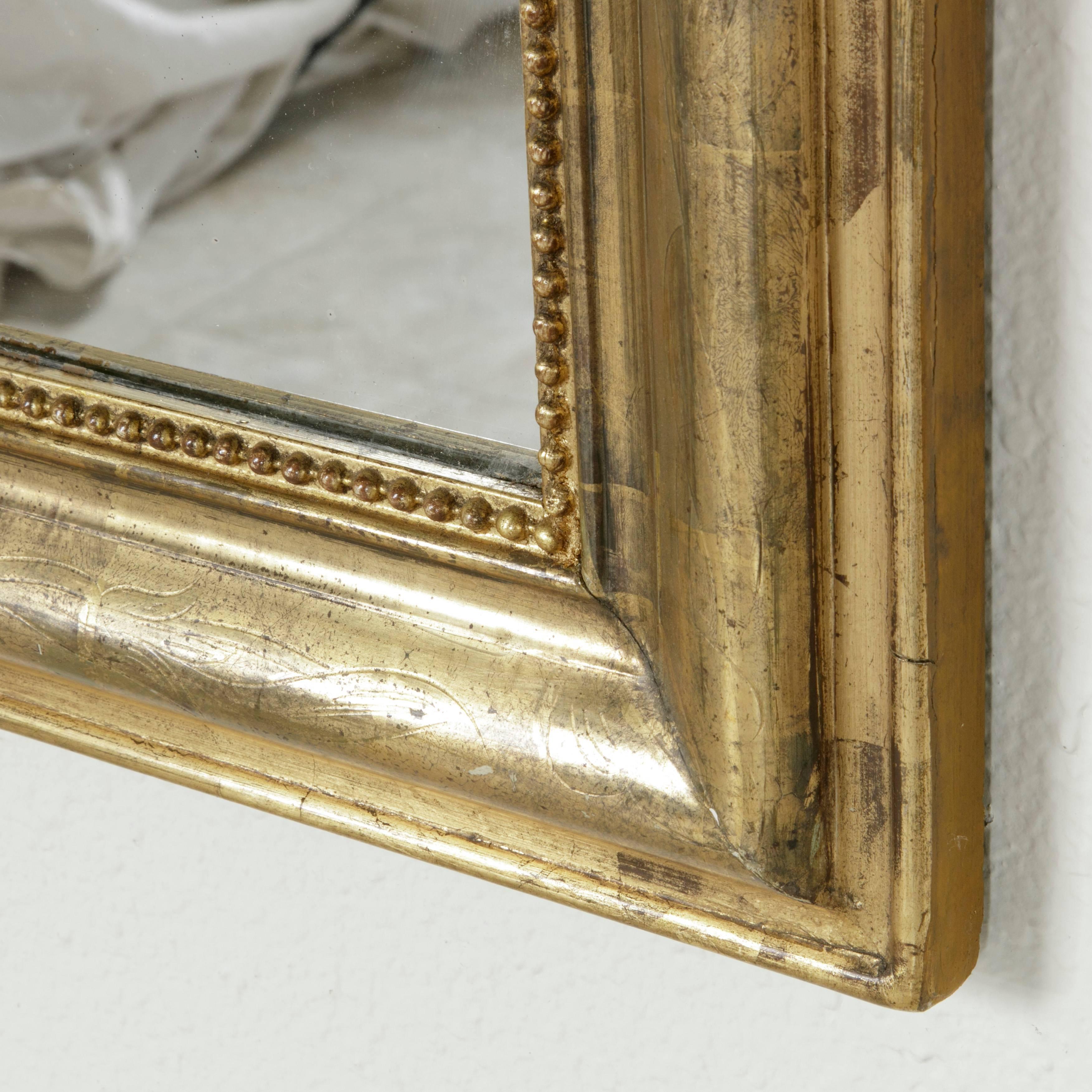 19th Century Louis Philippe Giltwood Mirror with Original Mercury Glass In Excellent Condition In Fayetteville, AR