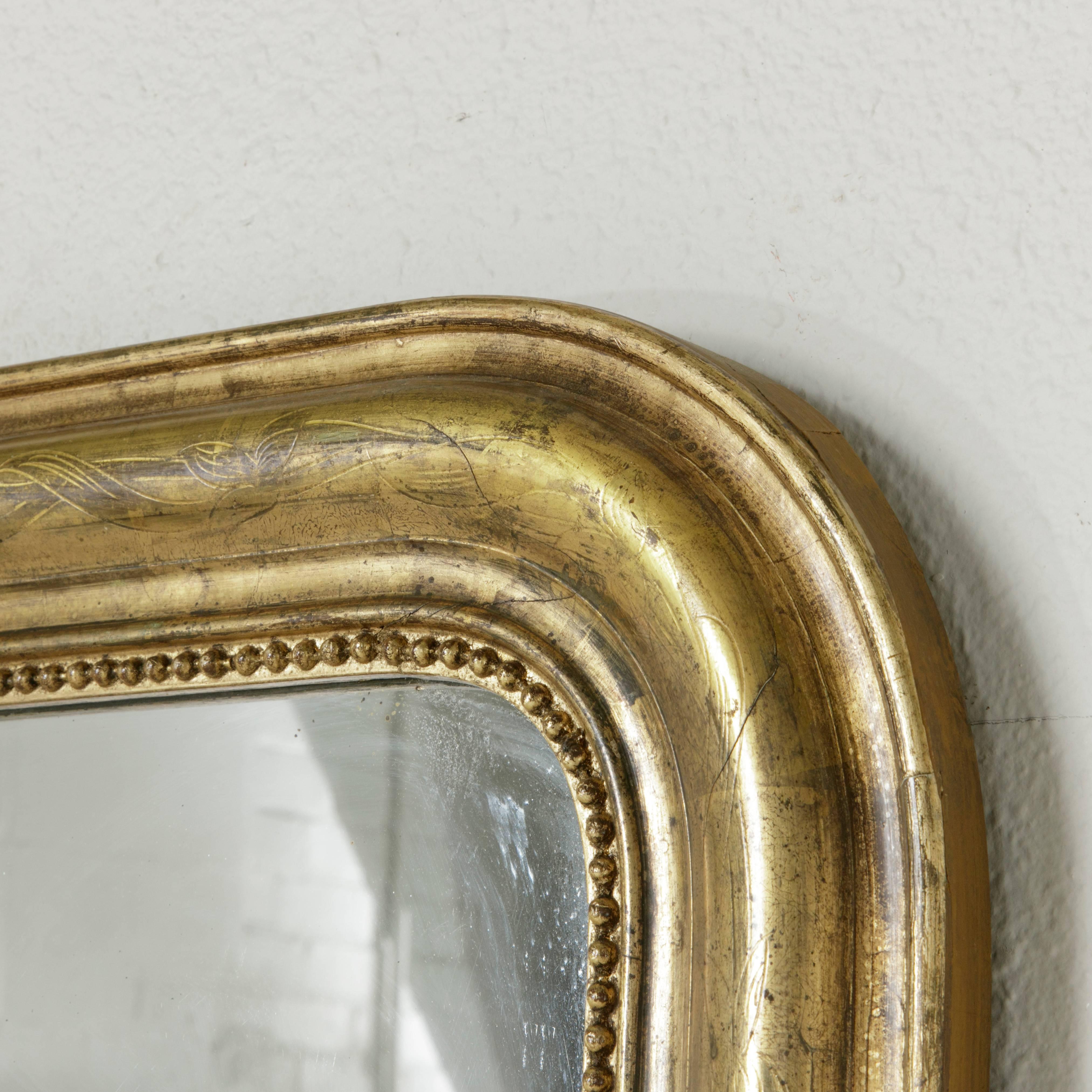 19th Century Louis Philippe Giltwood Mirror with Original Mercury Glass 1