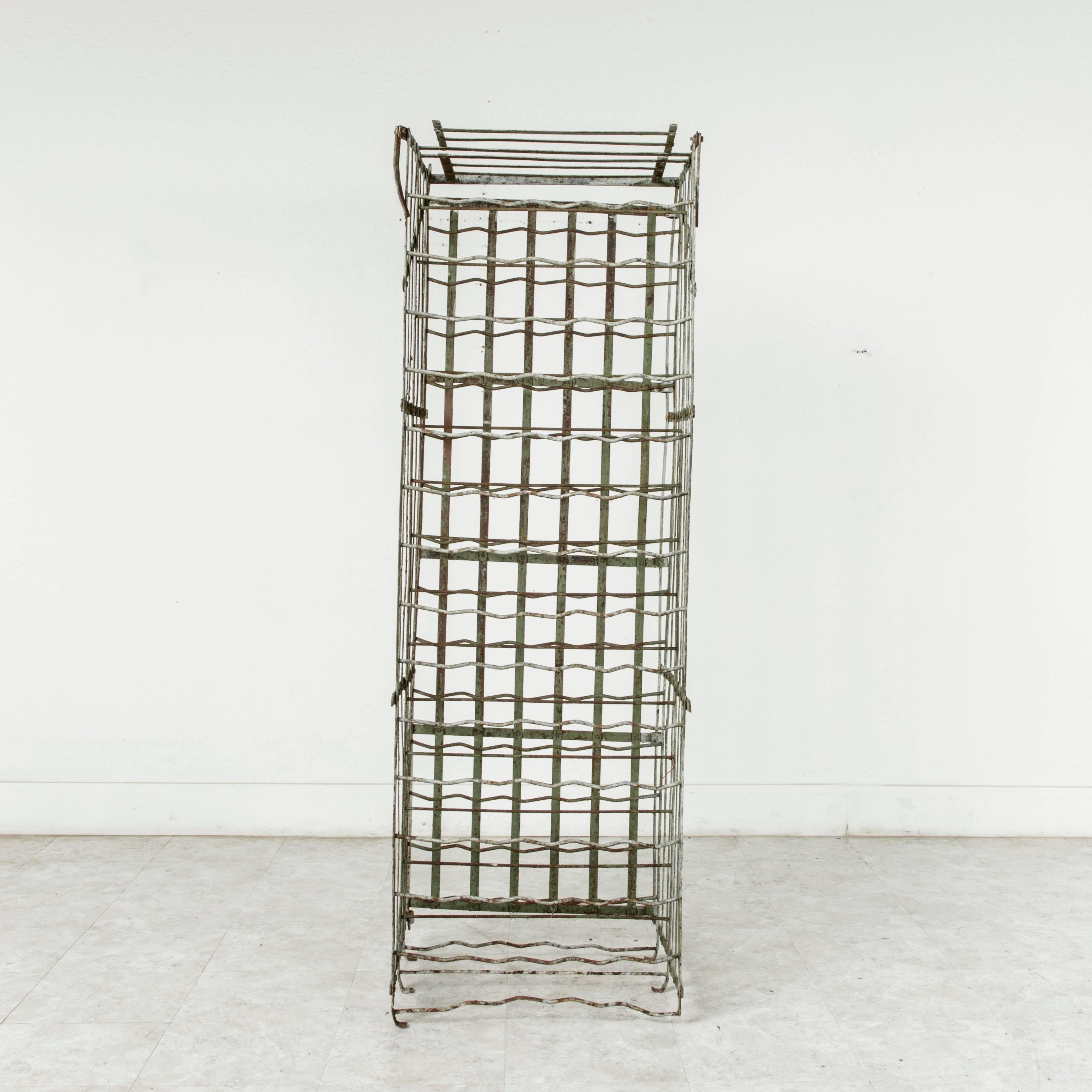 Early 20th Century French Riveted Iron Wine Cage or Wine Rack In Excellent Condition In Fayetteville, AR