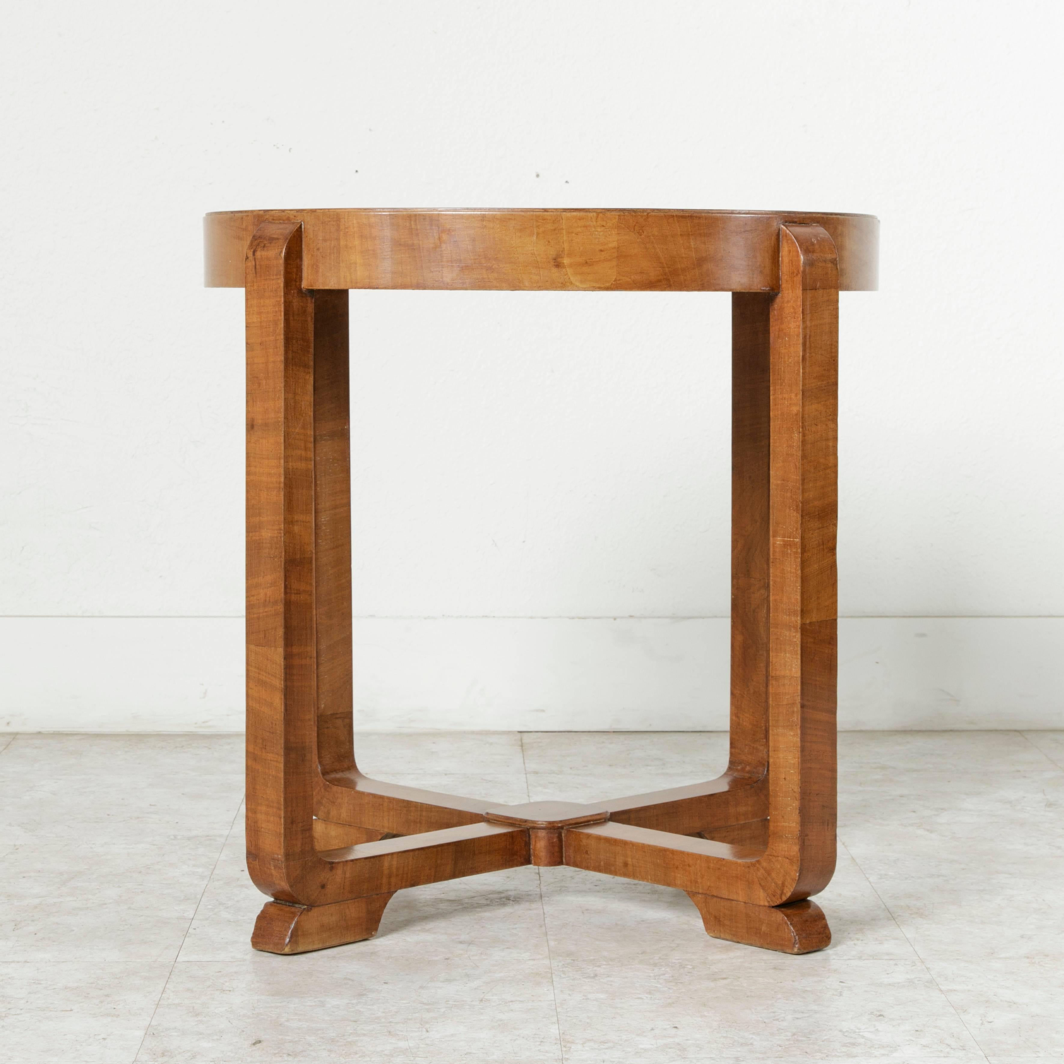 French Art Deco Period Bookmatched Burl Walnut Side Table, Occasional Table 3