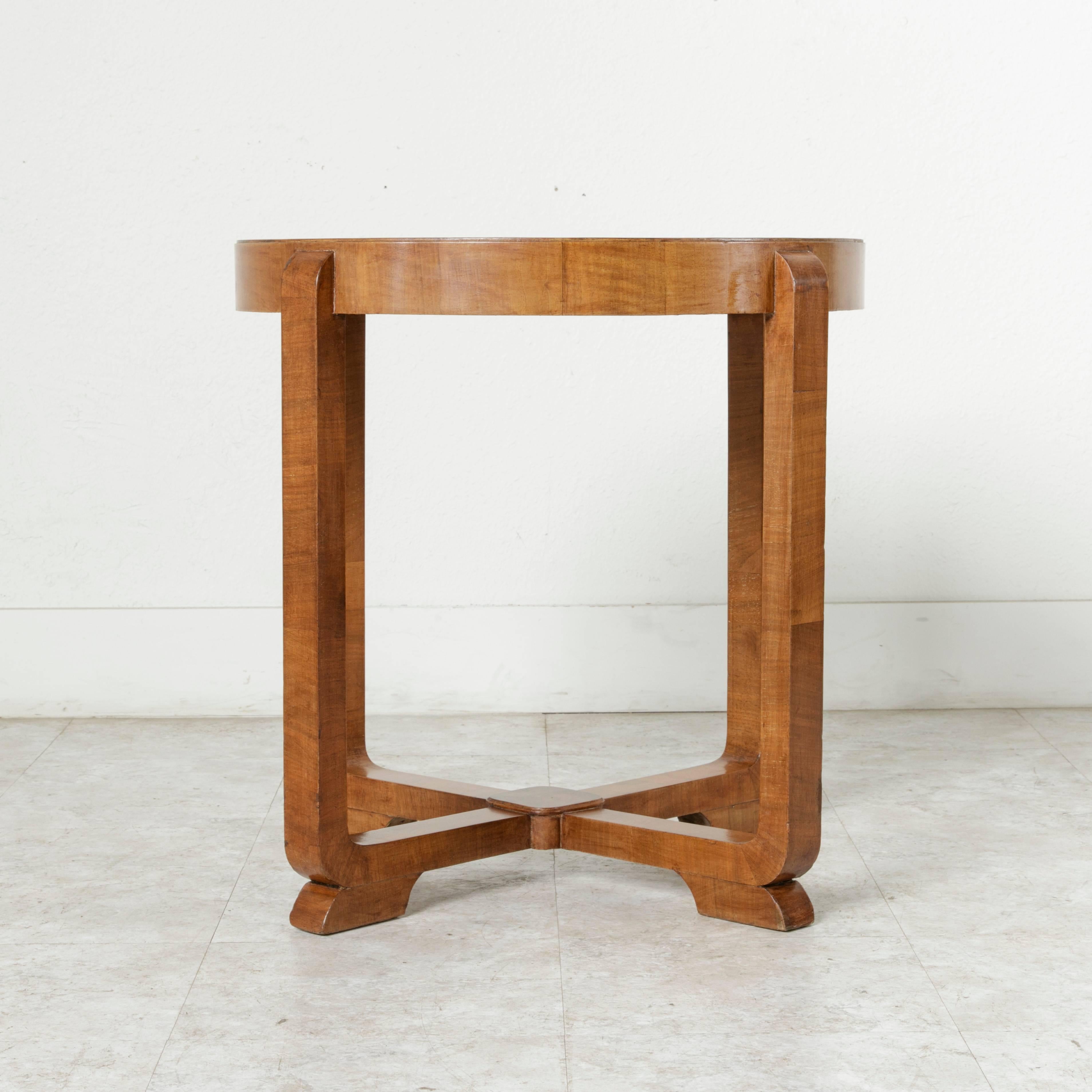 French Art Deco Period Bookmatched Burl Walnut Side Table, Occasional Table 5