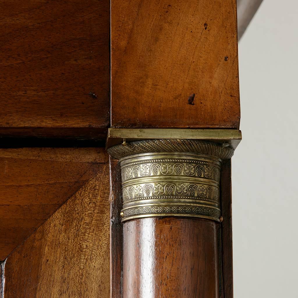 Mid-19th Century French Empire Period Small-Scale Walnut Armoire with Bronze Fittings