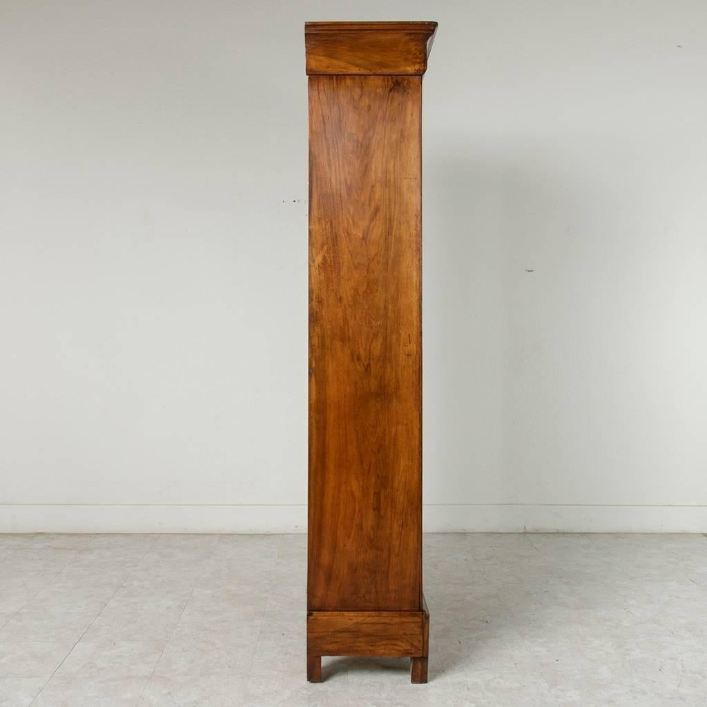 Blown Glass 19th Century Louis Philippe Period Bookmatched Burl Walnut Bibliotheque Bookcase
