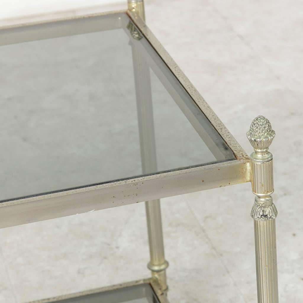 Mid-Century Silver Plated Brass Louis XVI Maison Baguès Coffee Table with Glass 3