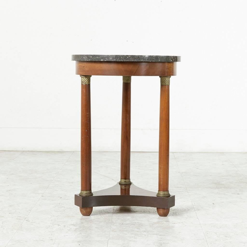 Early 20th Century Empire Style Mahogany Side Table, Marble Top, Bronze Details 3