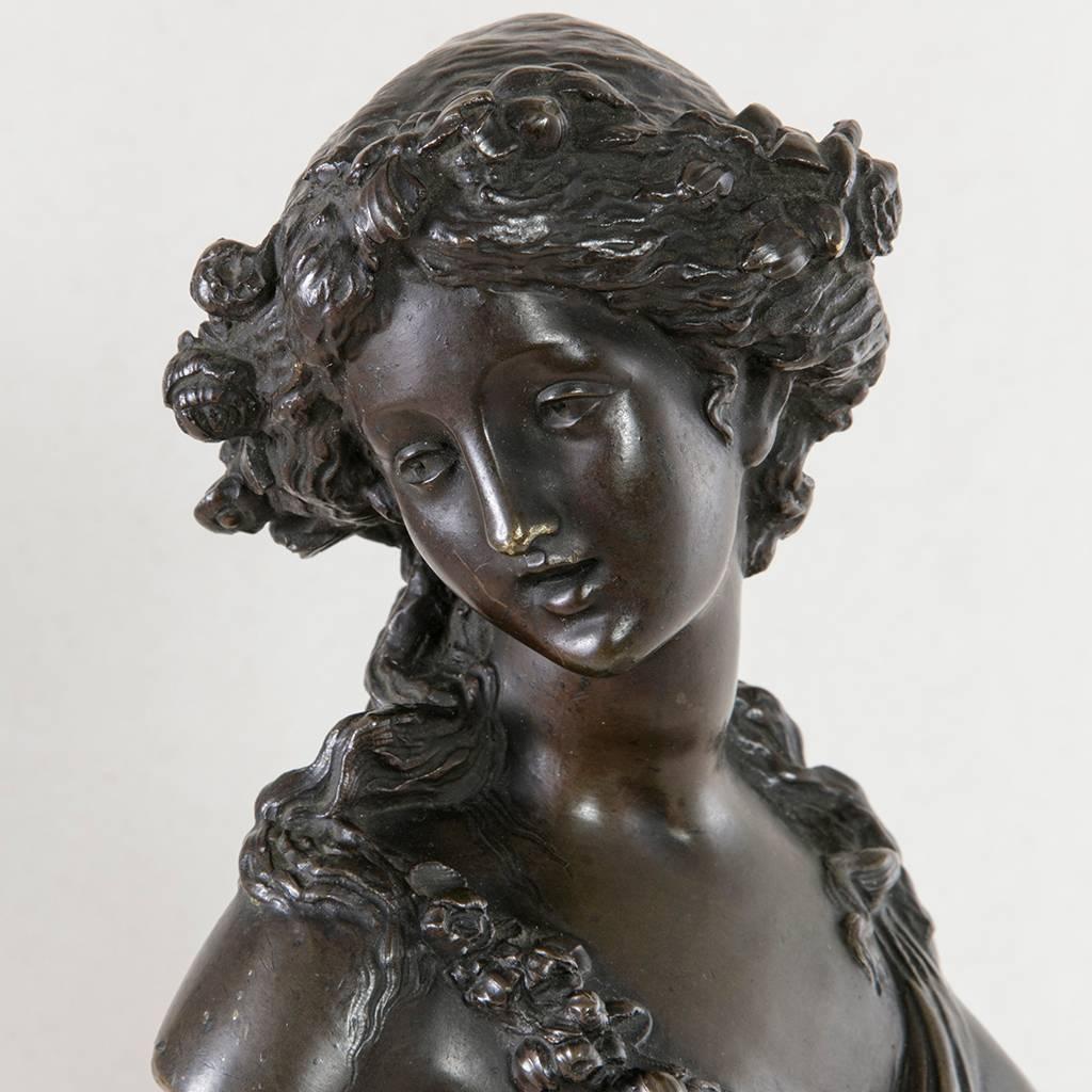 This 19th century bust of a young woman or nymph resting atop a marble column base is attributed to the sculptor Joseph-Charles Marin (1759-1834). A student of the famous French sculptor Clodion, Marin won the Grand Prix de Sculpture or Sculpture