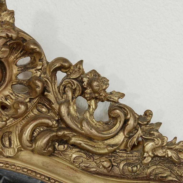 Medium Size Art Nouveau Period Louis XV Style Giltwood Mirror with Beveled Glass at 1stDibs