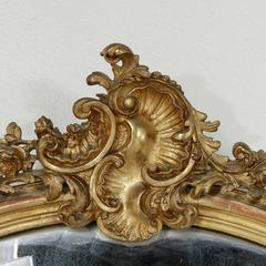 Large Late 19th Century French Louis XV Style Giltwood Mirror with Beveled Glass