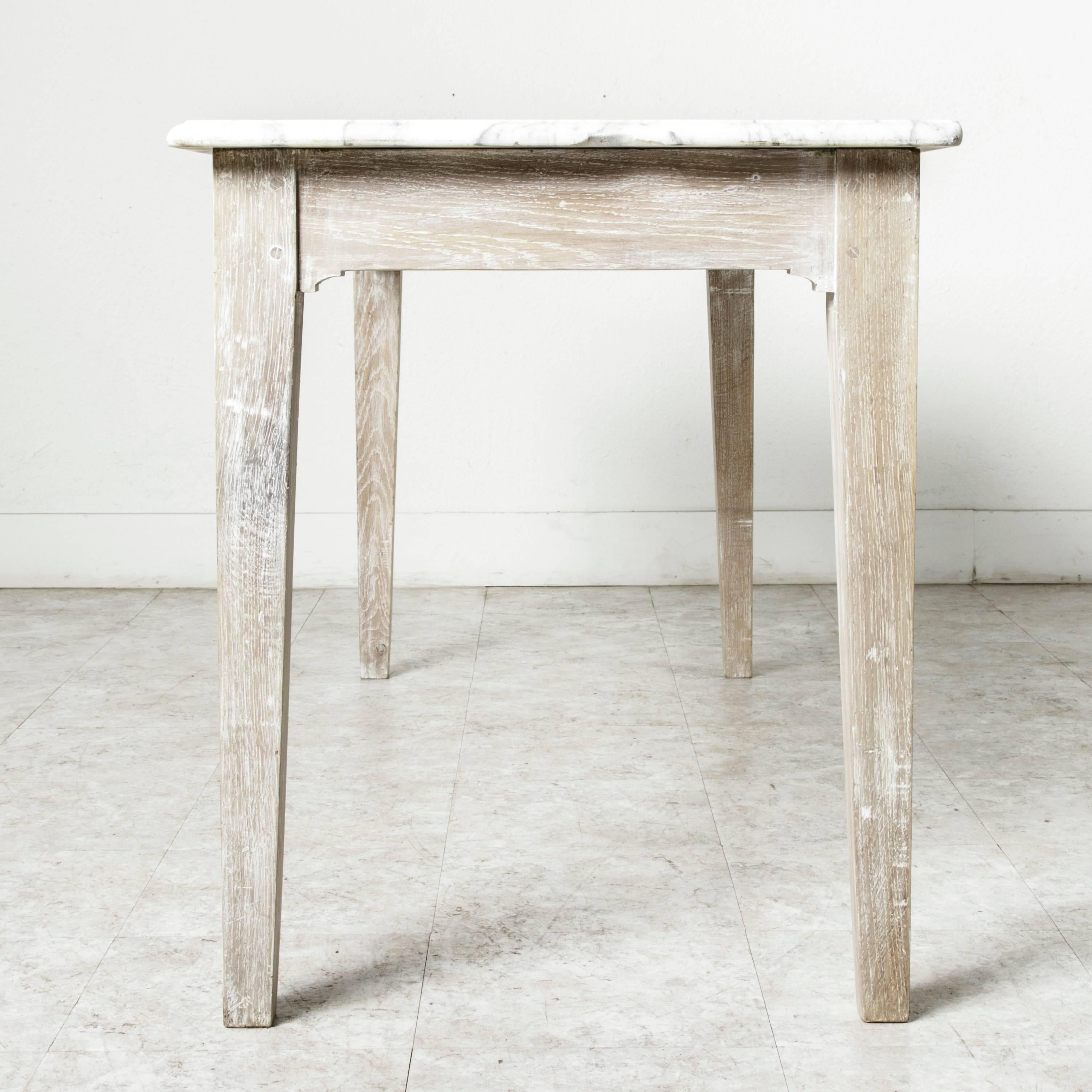 Late 19th Century Cerused Oak Pastry Table with Carrara Marble Top 1