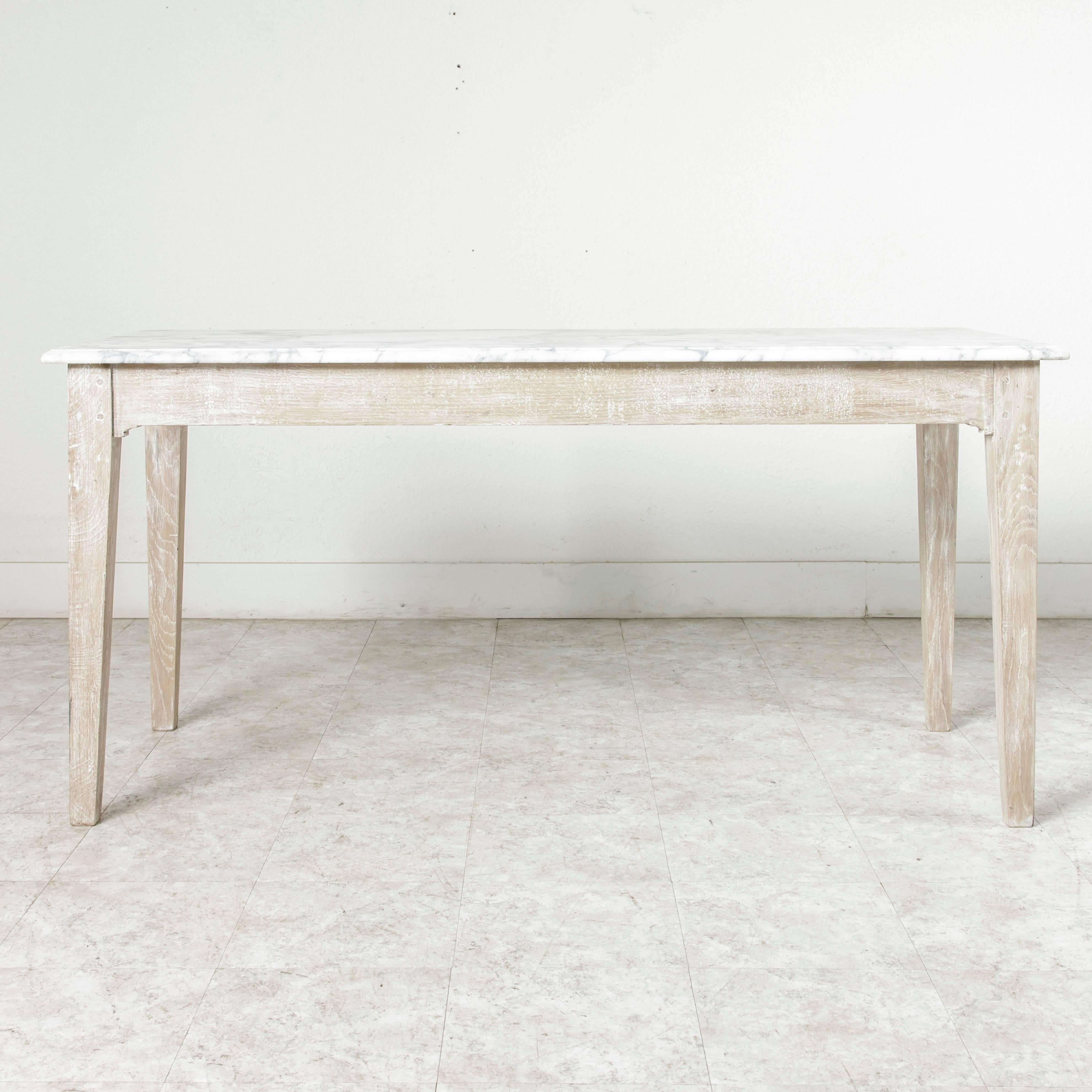 Late 19th Century Cerused Oak Pastry Table with Carrara Marble Top 2