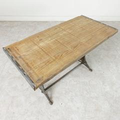 Art Deco Period French Cast Iron Bistro Table, Cafe Table, with Rustic Oak Top