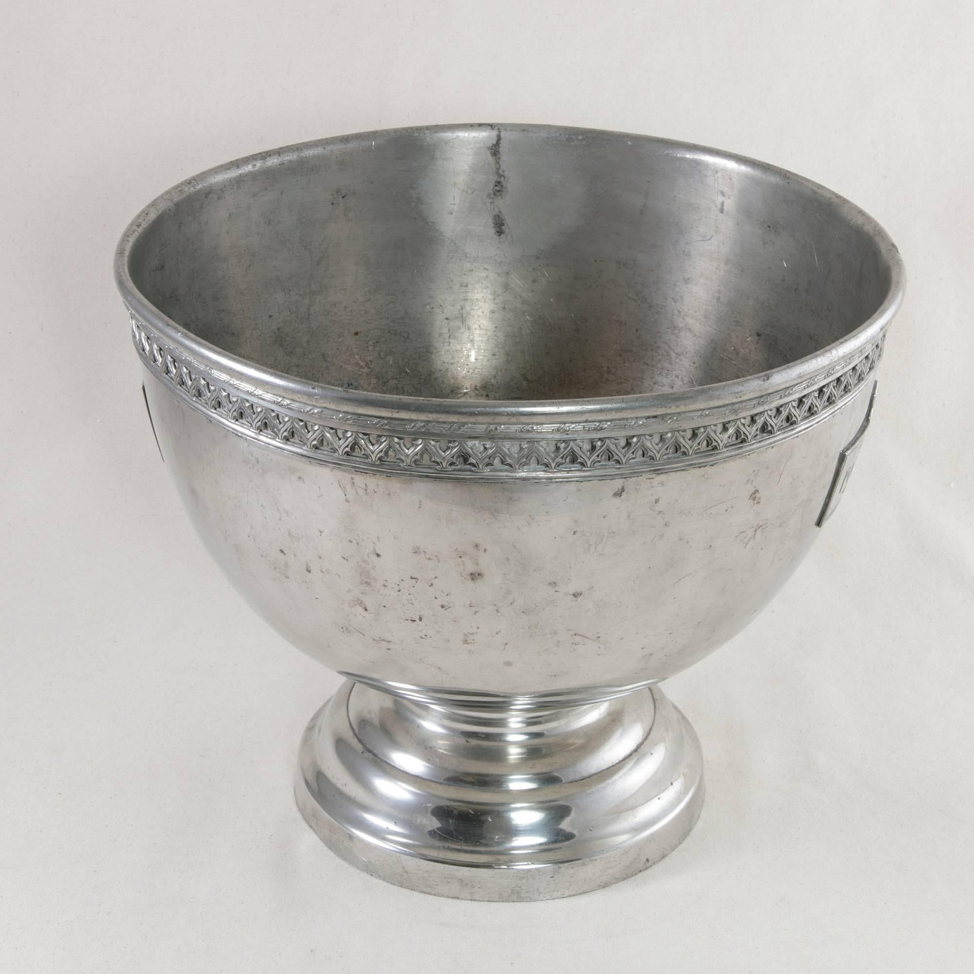 Early 20th Century French Pewter Hotel Champagne Bucket Marked Pommery Reims, France, circa 1900