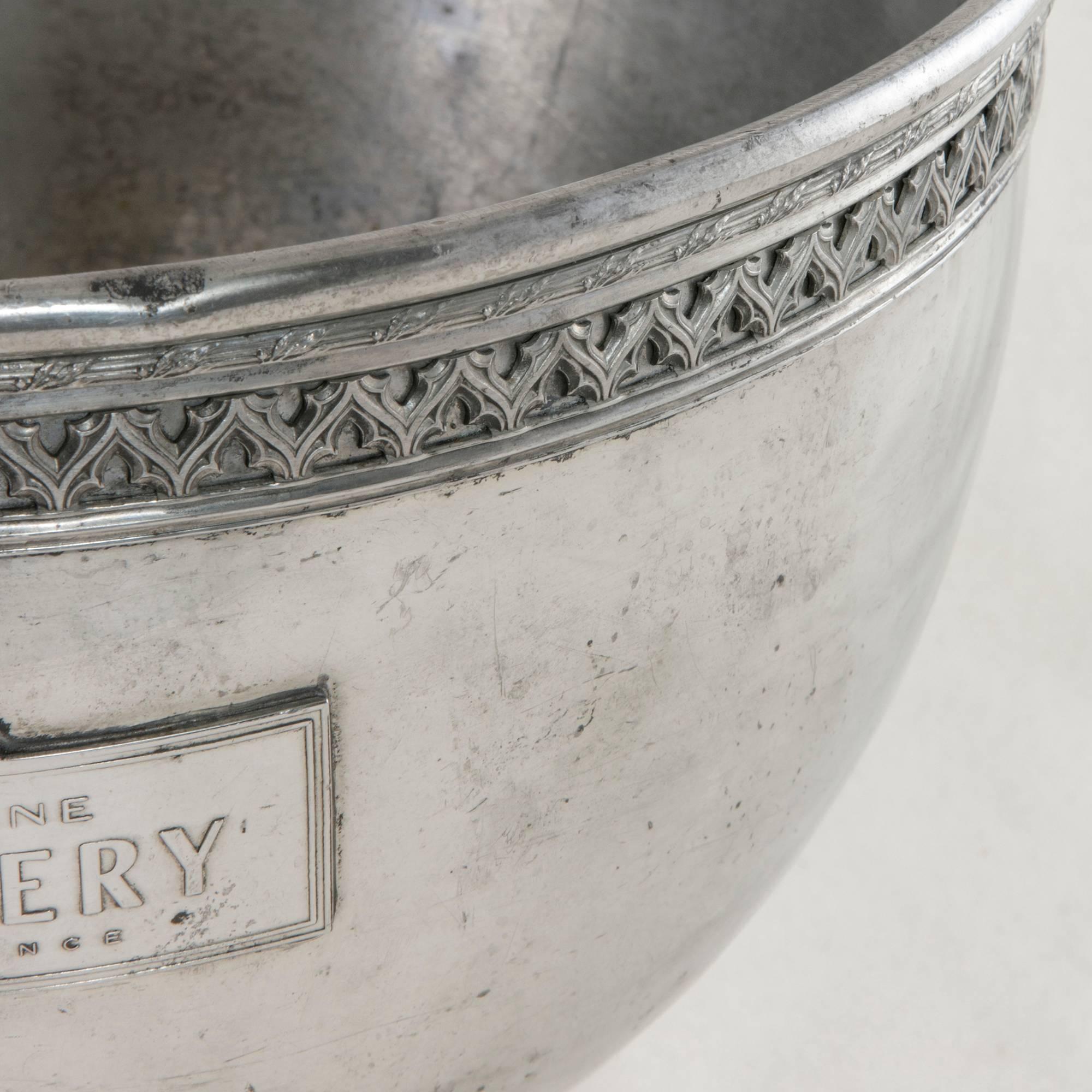 French Pewter Hotel Champagne Bucket Marked Pommery Reims, France, circa 1900 2