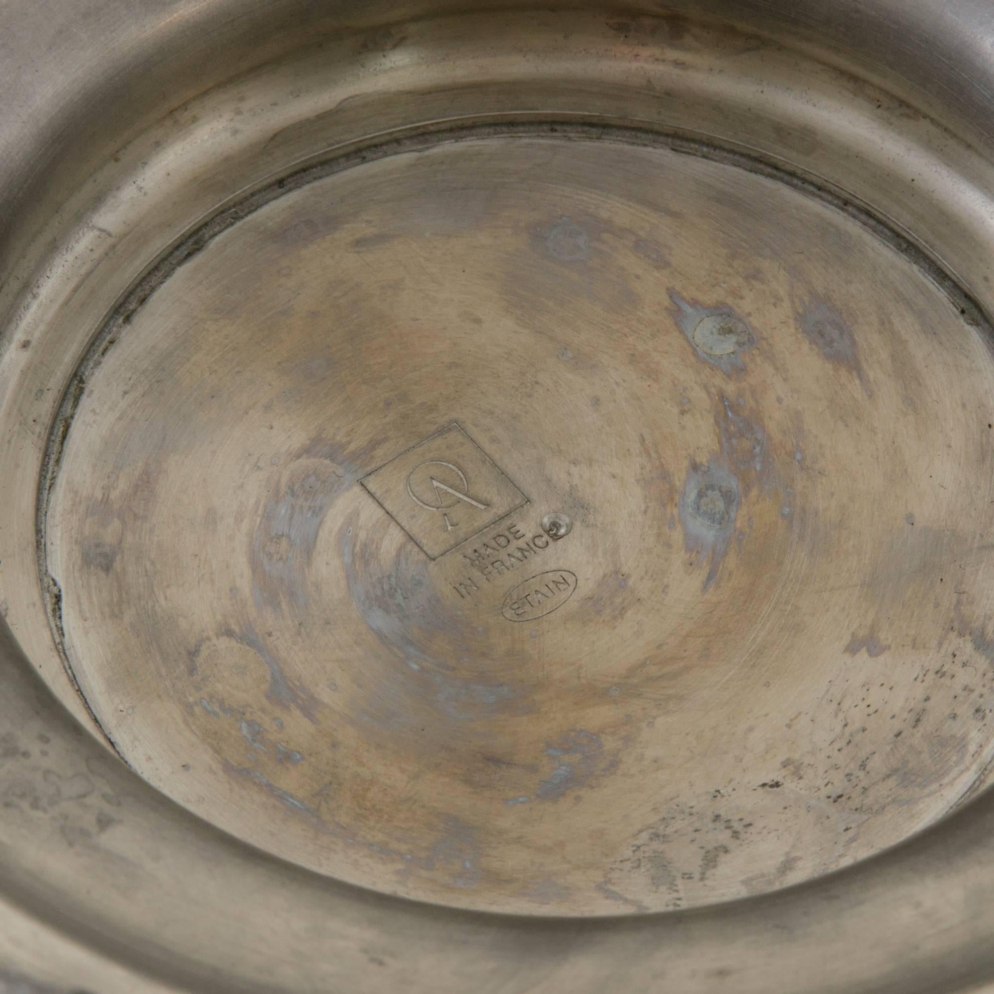 French Pewter Hotel Champagne Bucket Marked Pommery Reims, France, circa 1900 3