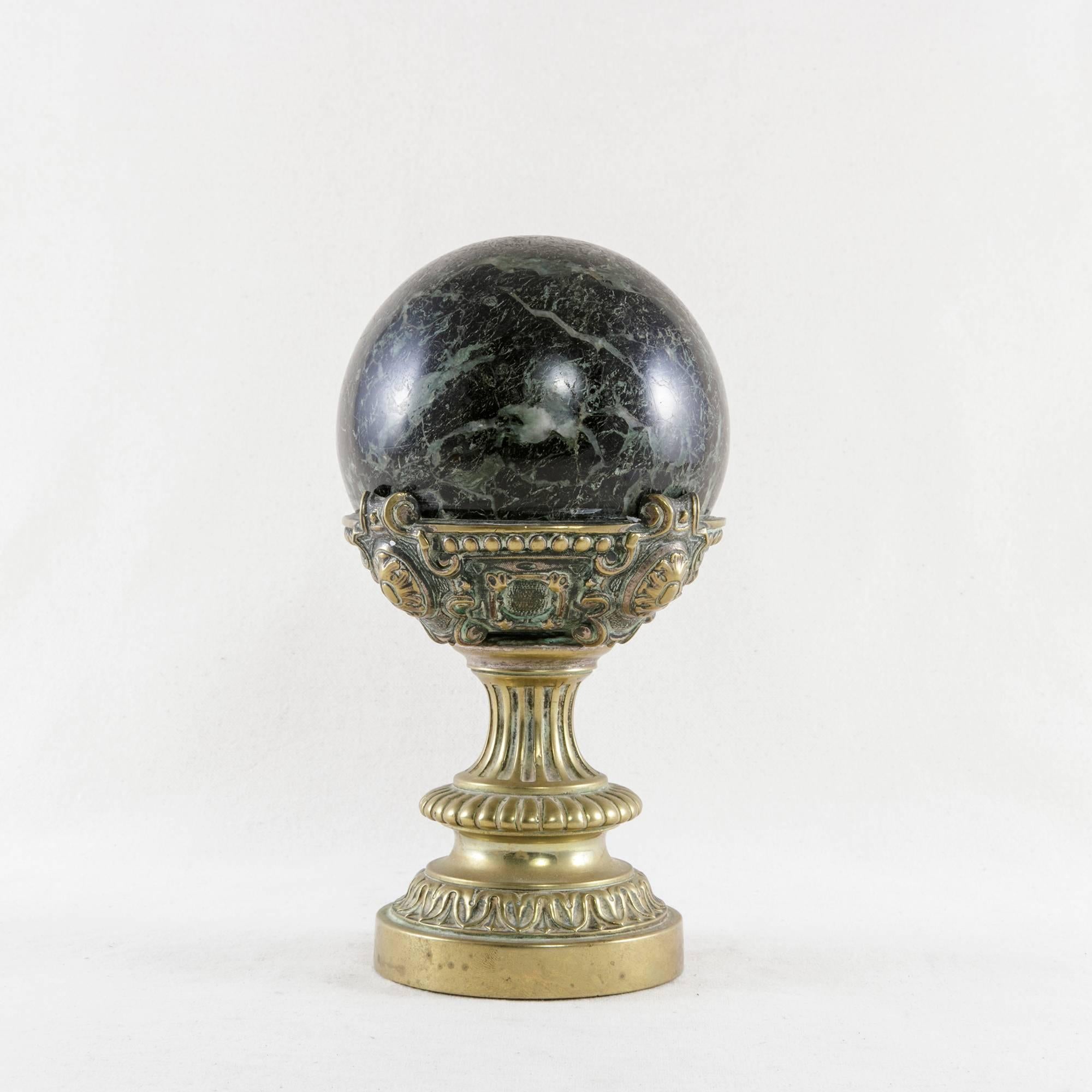 Late 19th Century 19th Century Napoleon III Period Ornate Bronze and Marble Staircase Finial