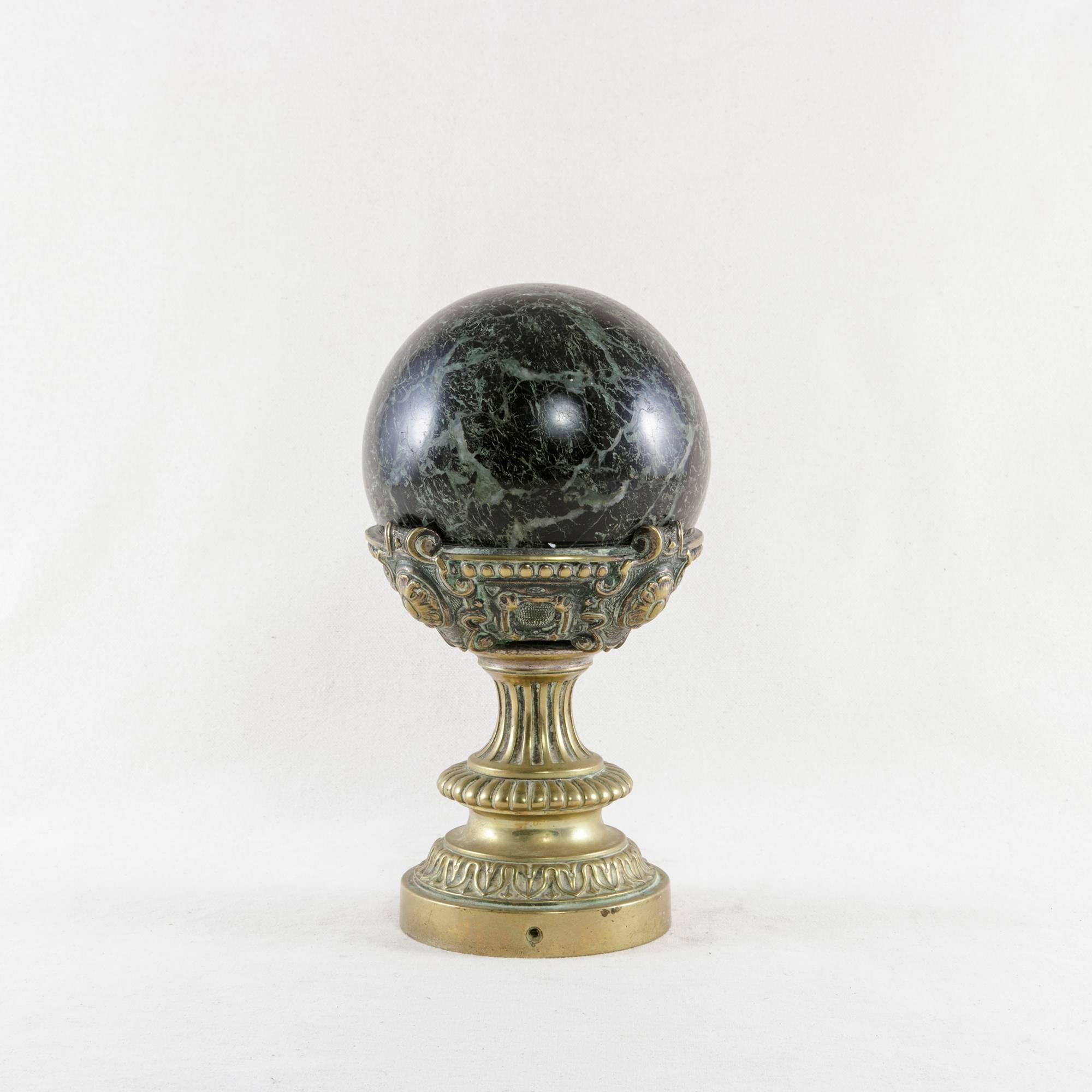 19th Century Napoleon III Period Ornate Bronze and Marble Staircase Finial 1