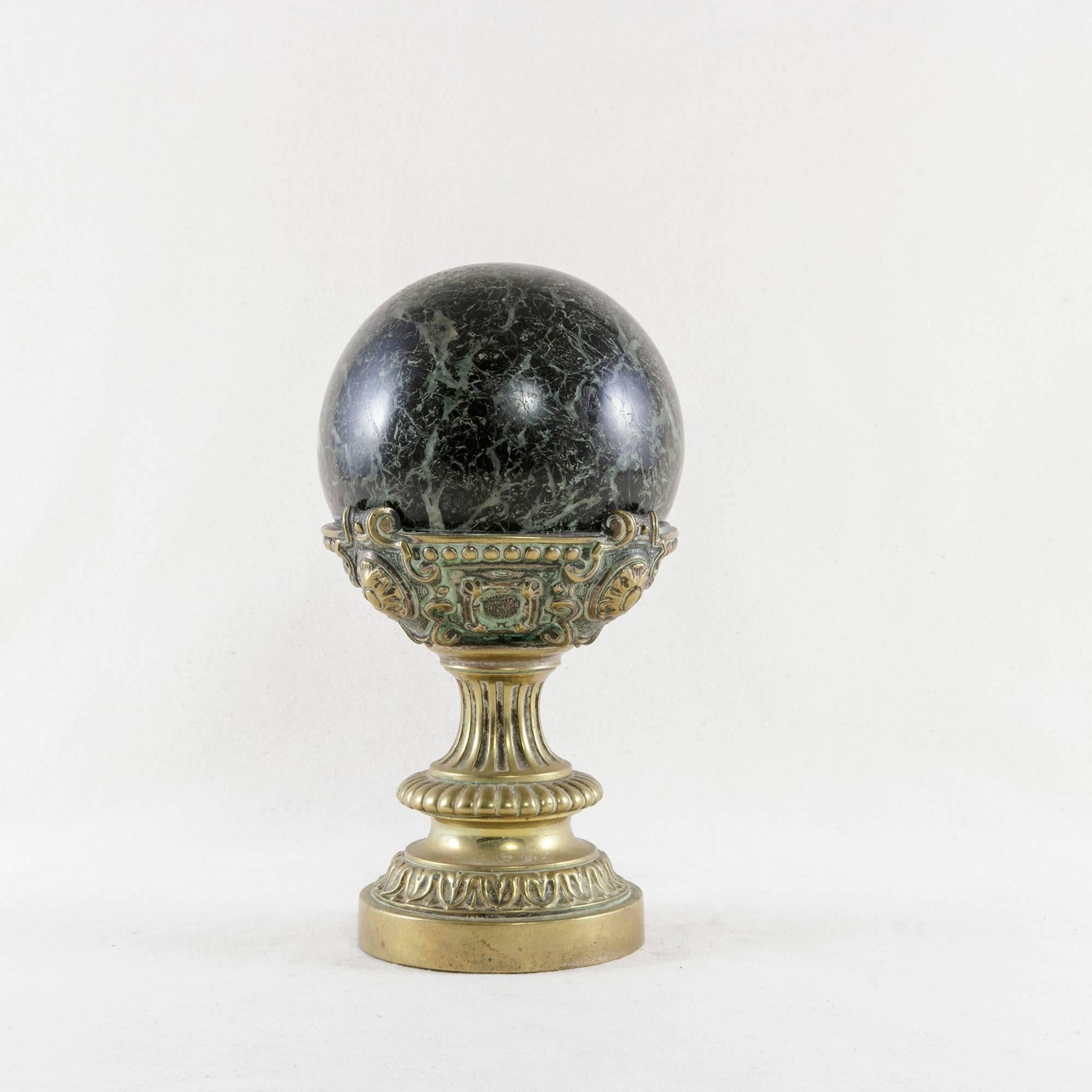 19th Century Napoleon III Period Ornate Bronze and Marble Staircase Finial 2