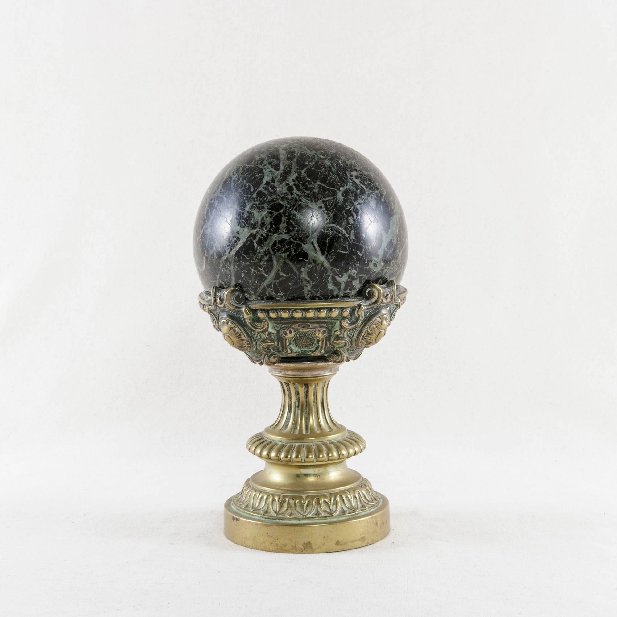 19th Century Napoleon III Period Ornate Bronze and Marble Staircase Finial 3