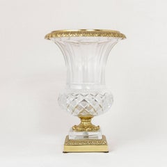 Early 20th Century French Cut Glass Medicis Urn Mounted on Bronze