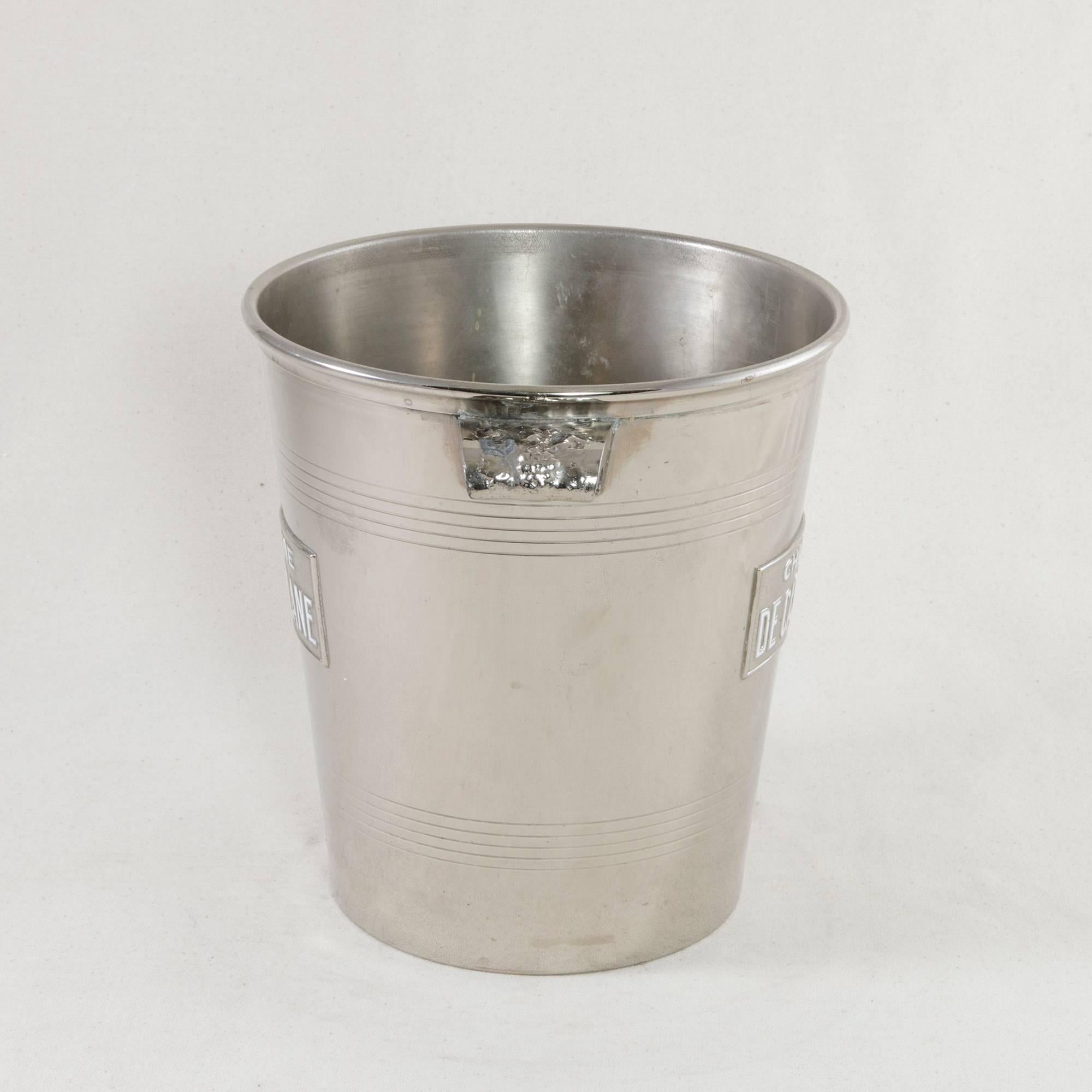 Mid-20th Century Early 20th Century Silver Plate De Castellane Champagne Bucket, Enameled Letters