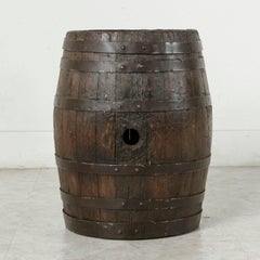 Early 20th Century French Oak Calvados or Wine Barrel with Iron Banding