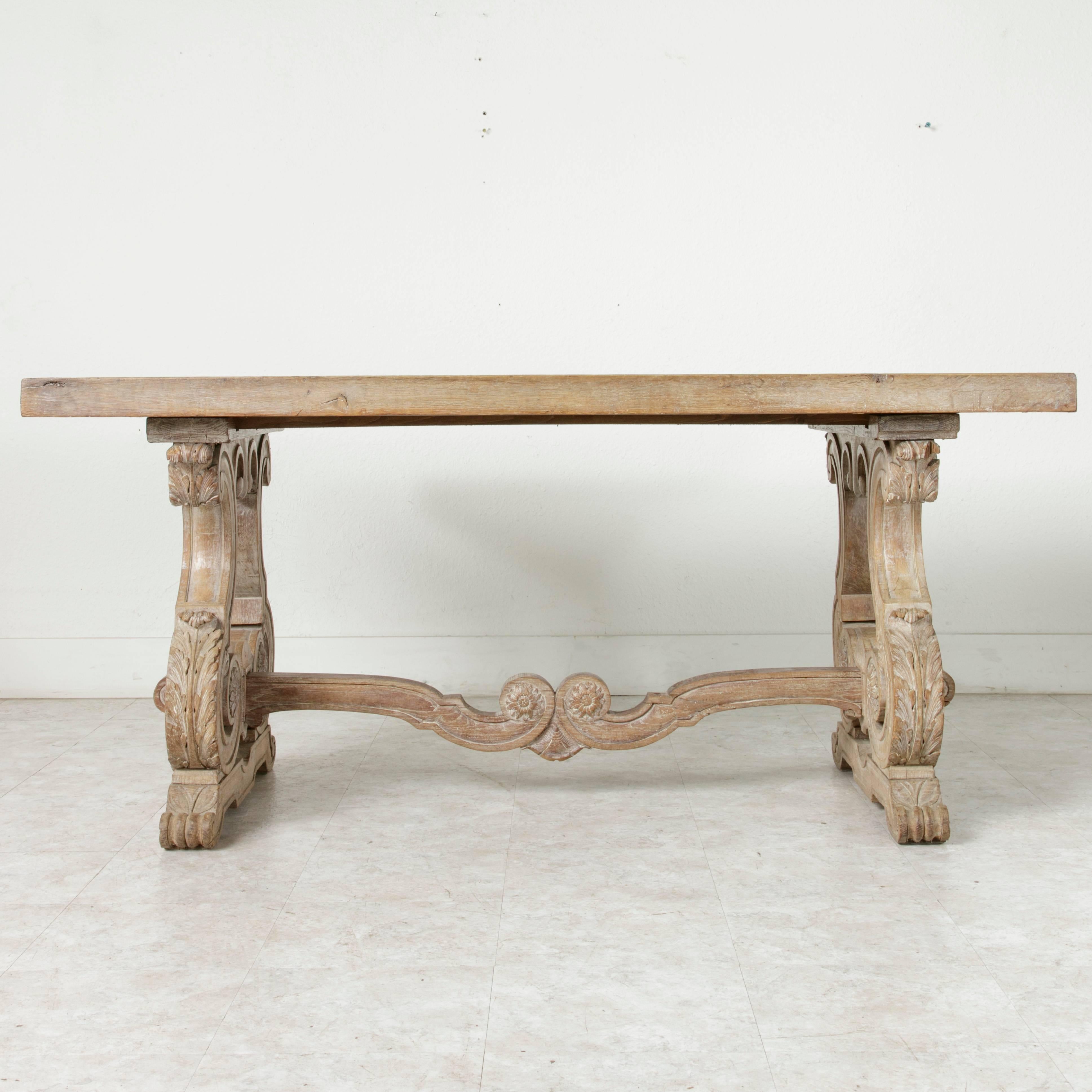 Carved Late 19th Century, French Renaissance and Gustavian Style Oak Parquet Table