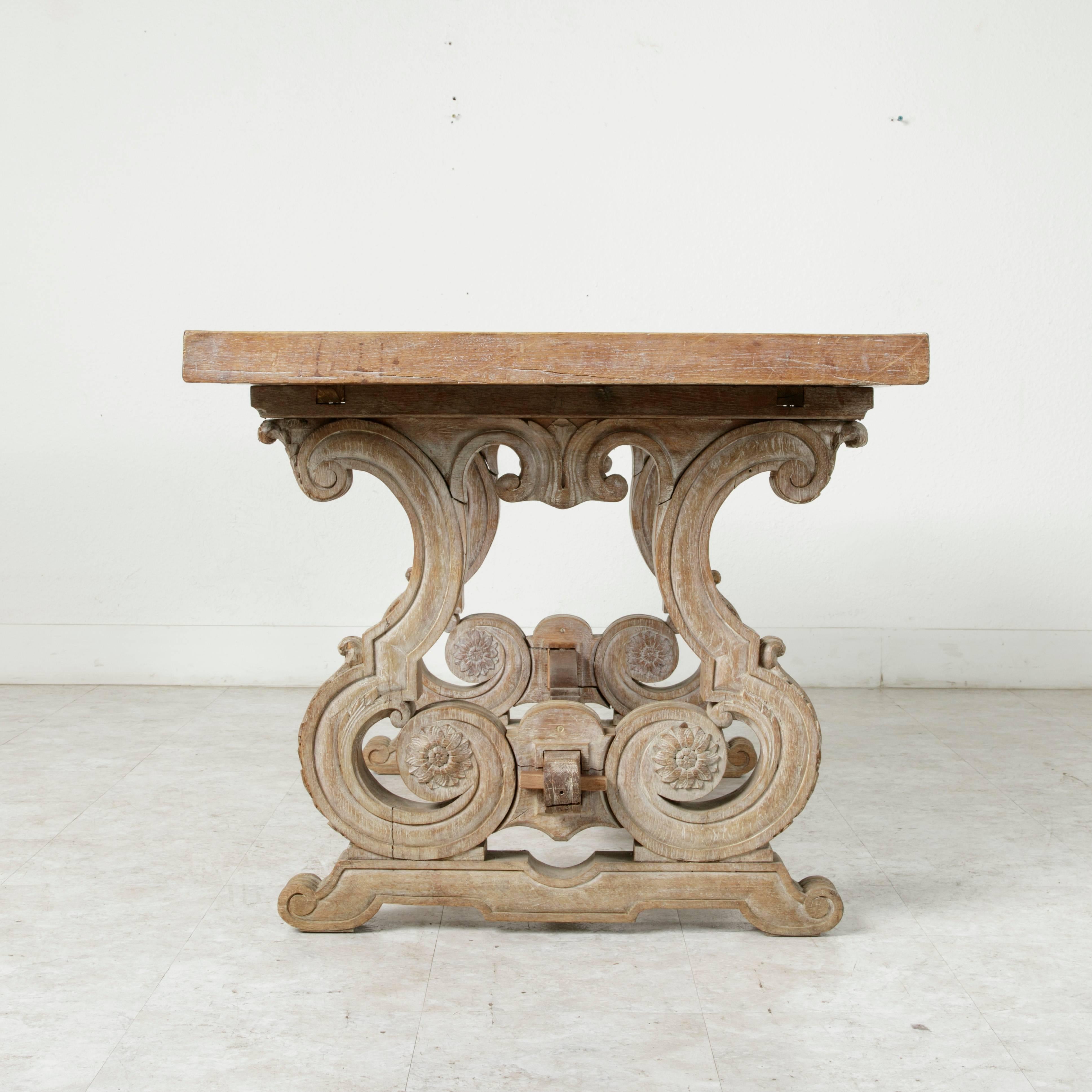 Late 19th Century, French Renaissance and Gustavian Style Oak Parquet Table 1