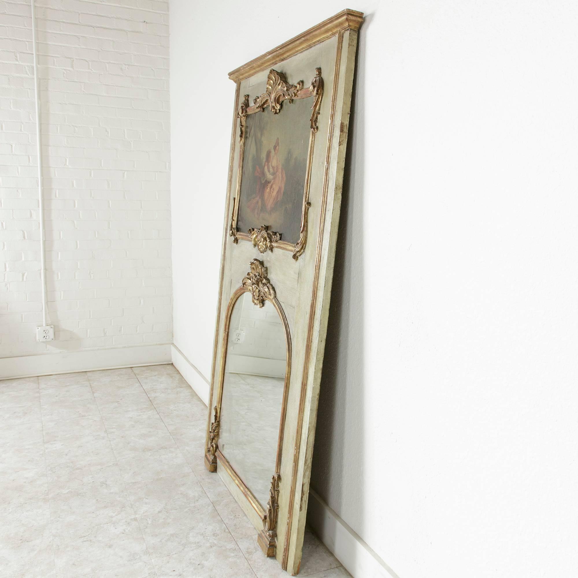 Early 18th Century French Regency Period Painted Trumeau Mirror, Oil Painting 2