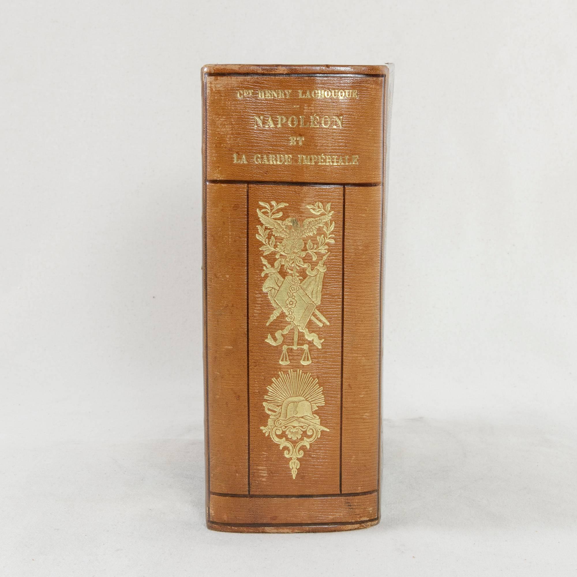 Mid-20th Century Leather Bound Book with Gold Tooling about Napoleon Bonaparte In Excellent Condition In Fayetteville, AR