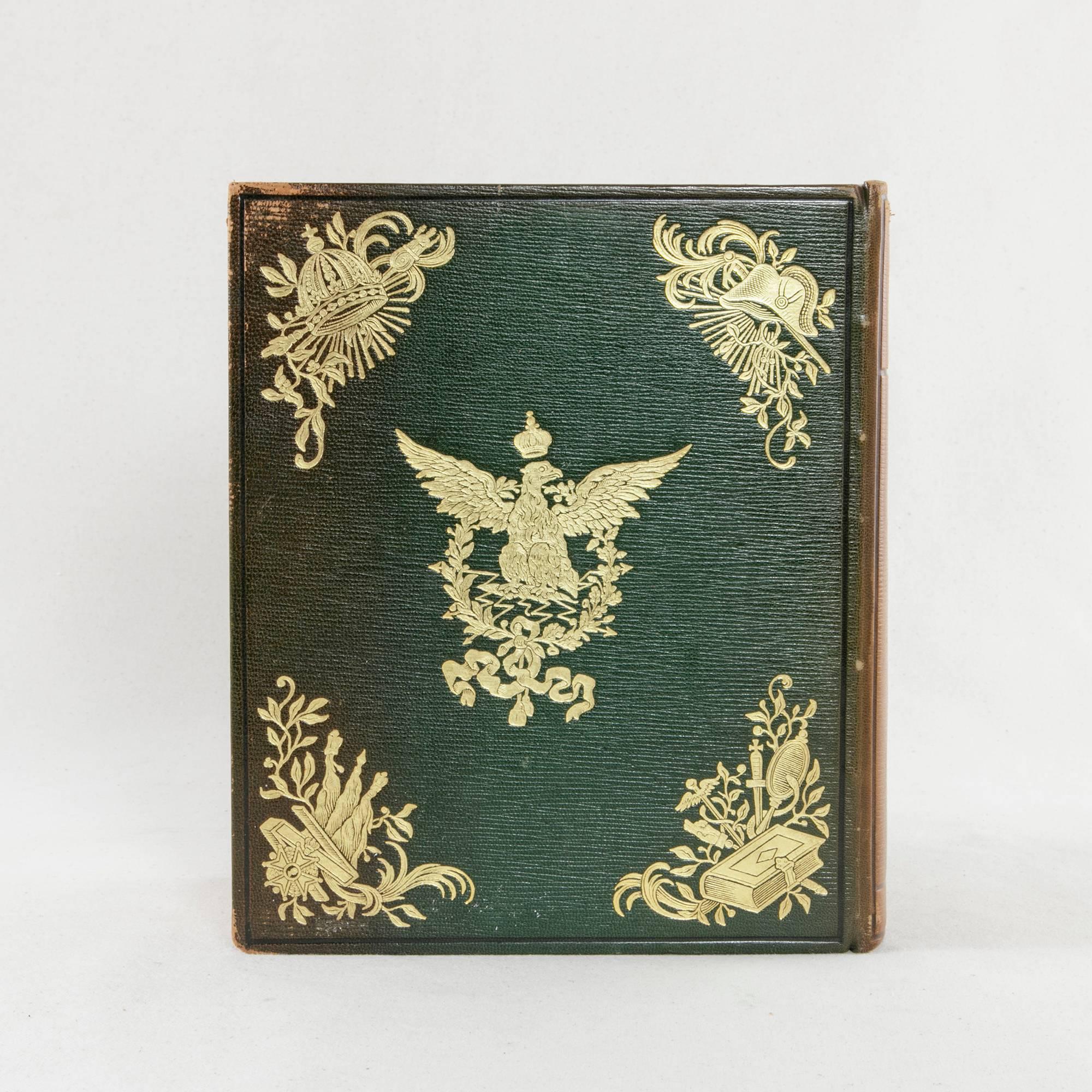 Mid-20th Century Leather Bound Book with Gold Tooling about Napoleon Bonaparte 1