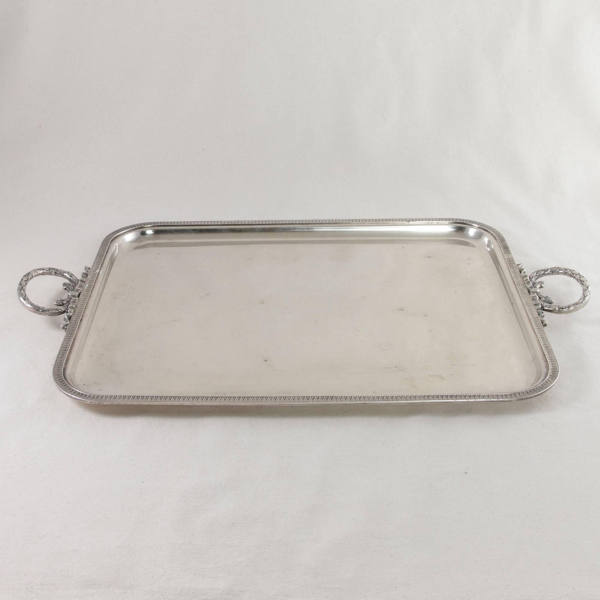 Early 20th Century Louis XVI Style Silver Plate Serving Tray 2