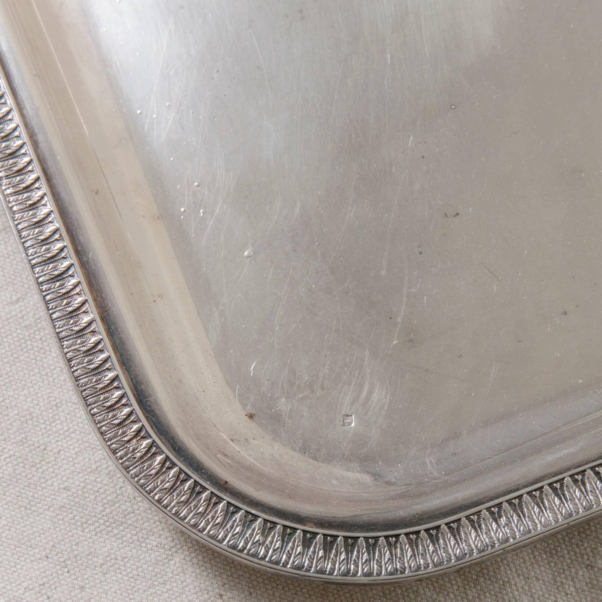 French Early 20th Century Louis XVI Style Silver Plate Serving Tray