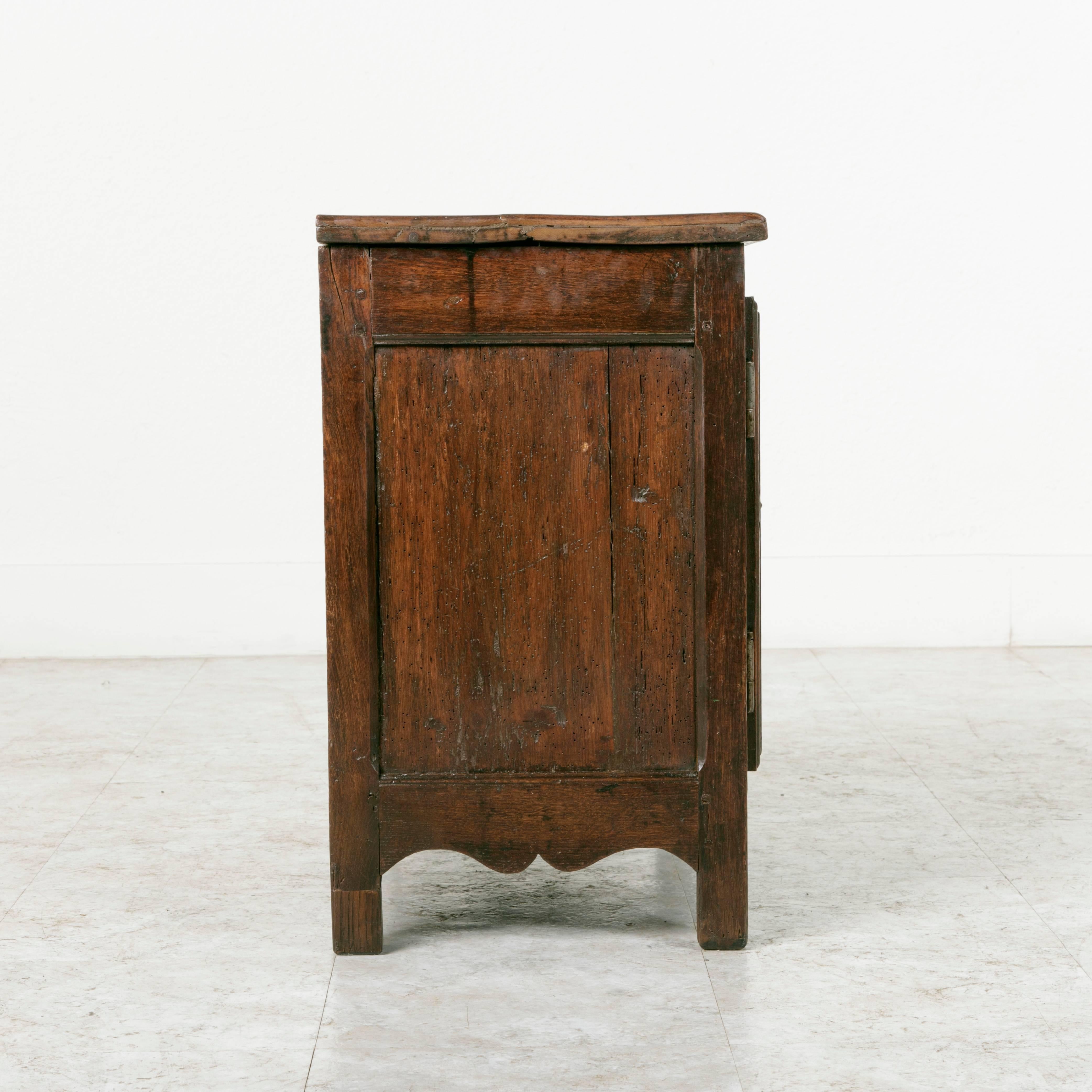 Iron Late 18th Century Small Scale French Walnut Cabinet, Nightstand with Two Doors