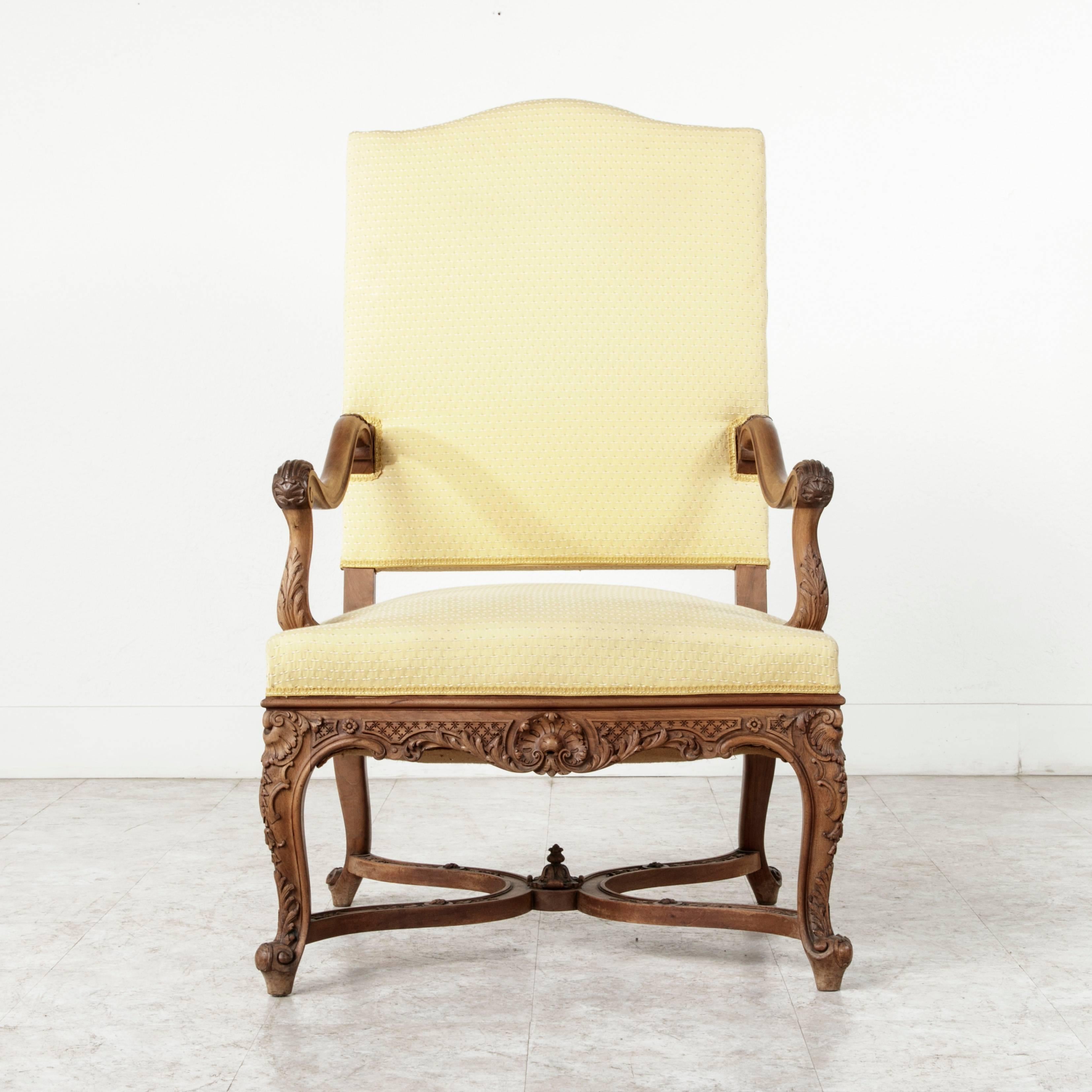 Régence Pair of Late 19th Century Large-Scale French Regency Style Hand-Carved Armchairs