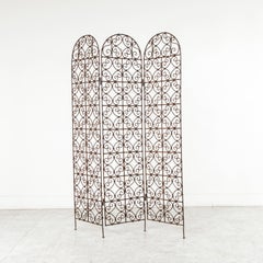 Hand-Forged Moroccan Iron Folding Screen, Room Divider, Garden Screen