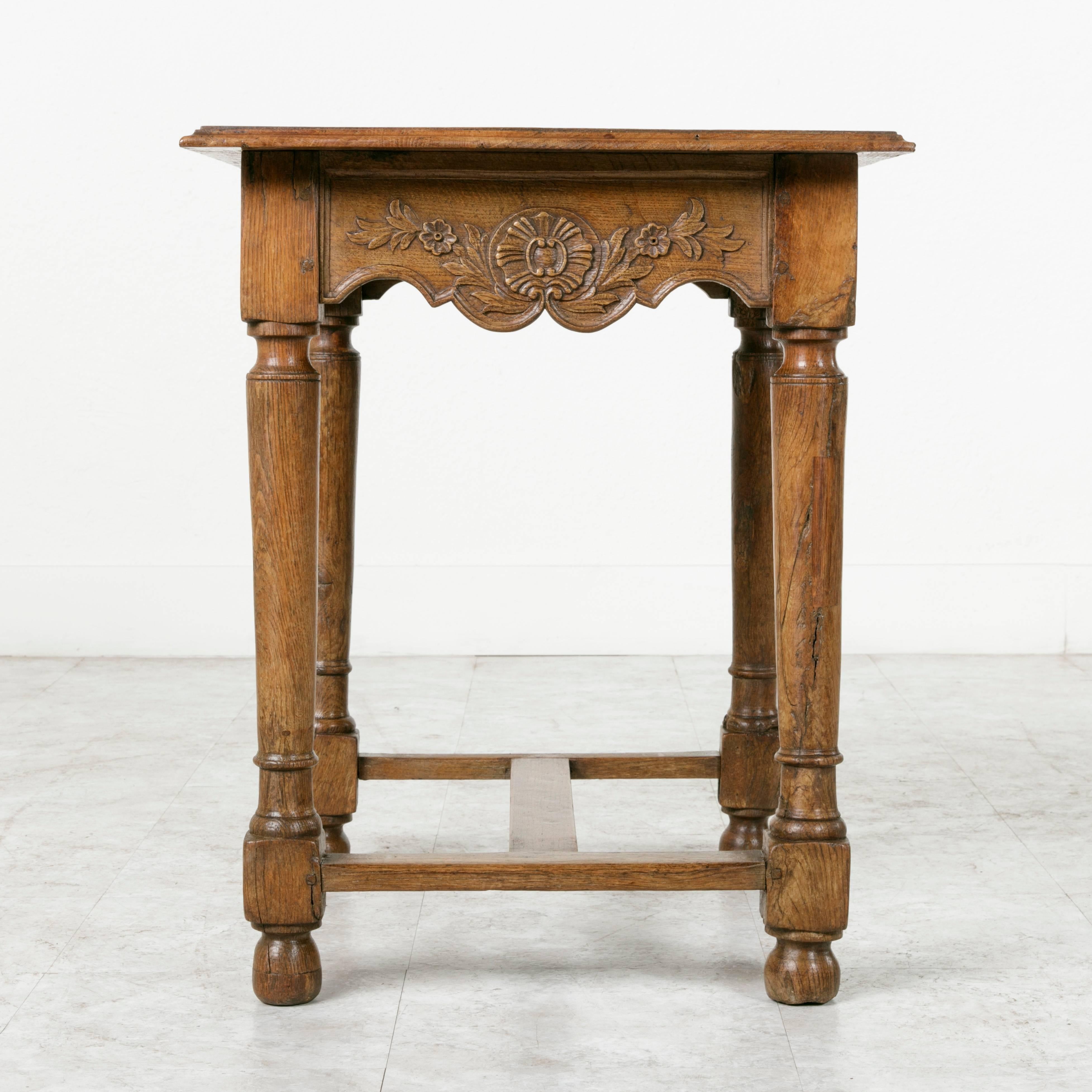 Late 19th Century French Hand-Carved and Hand Pegged Oak Side Table, End Table 1