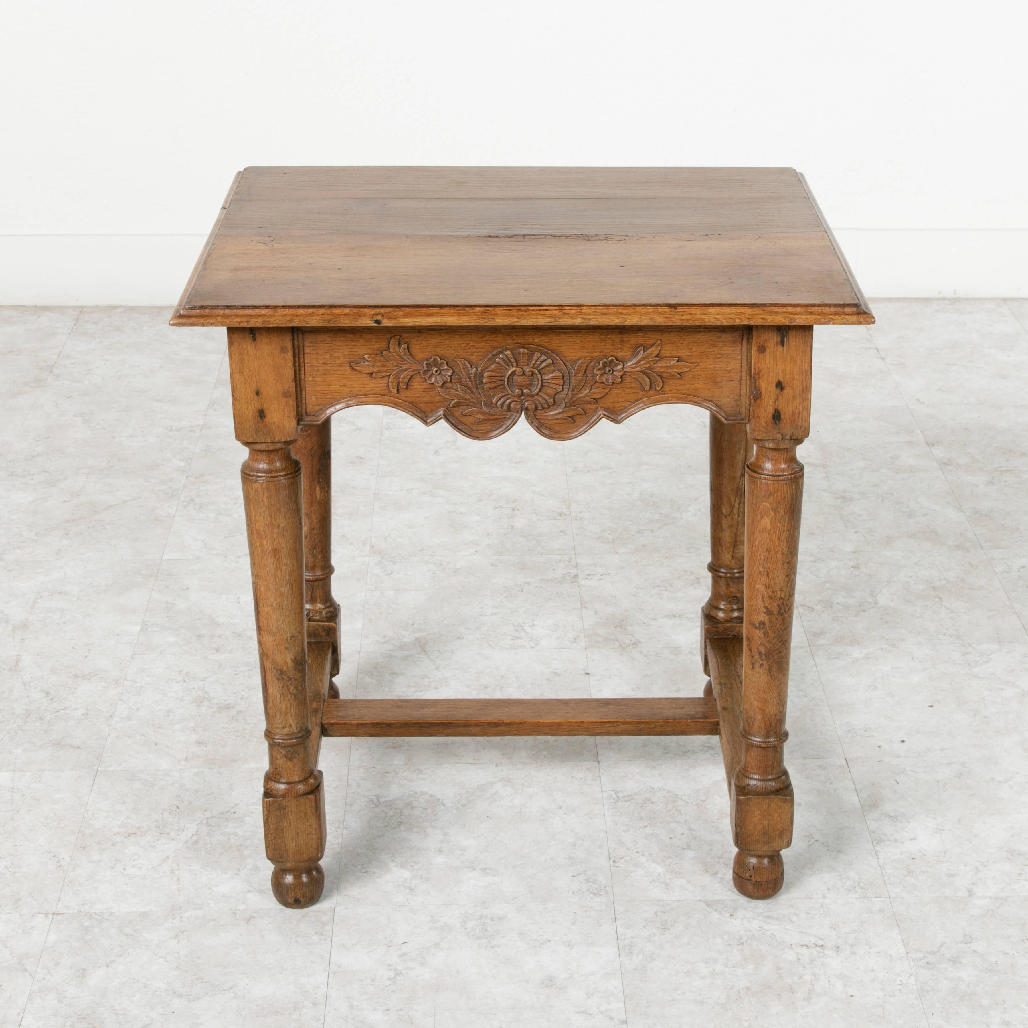 Late 19th Century French Hand-Carved and Hand Pegged Oak Side Table, End Table 2