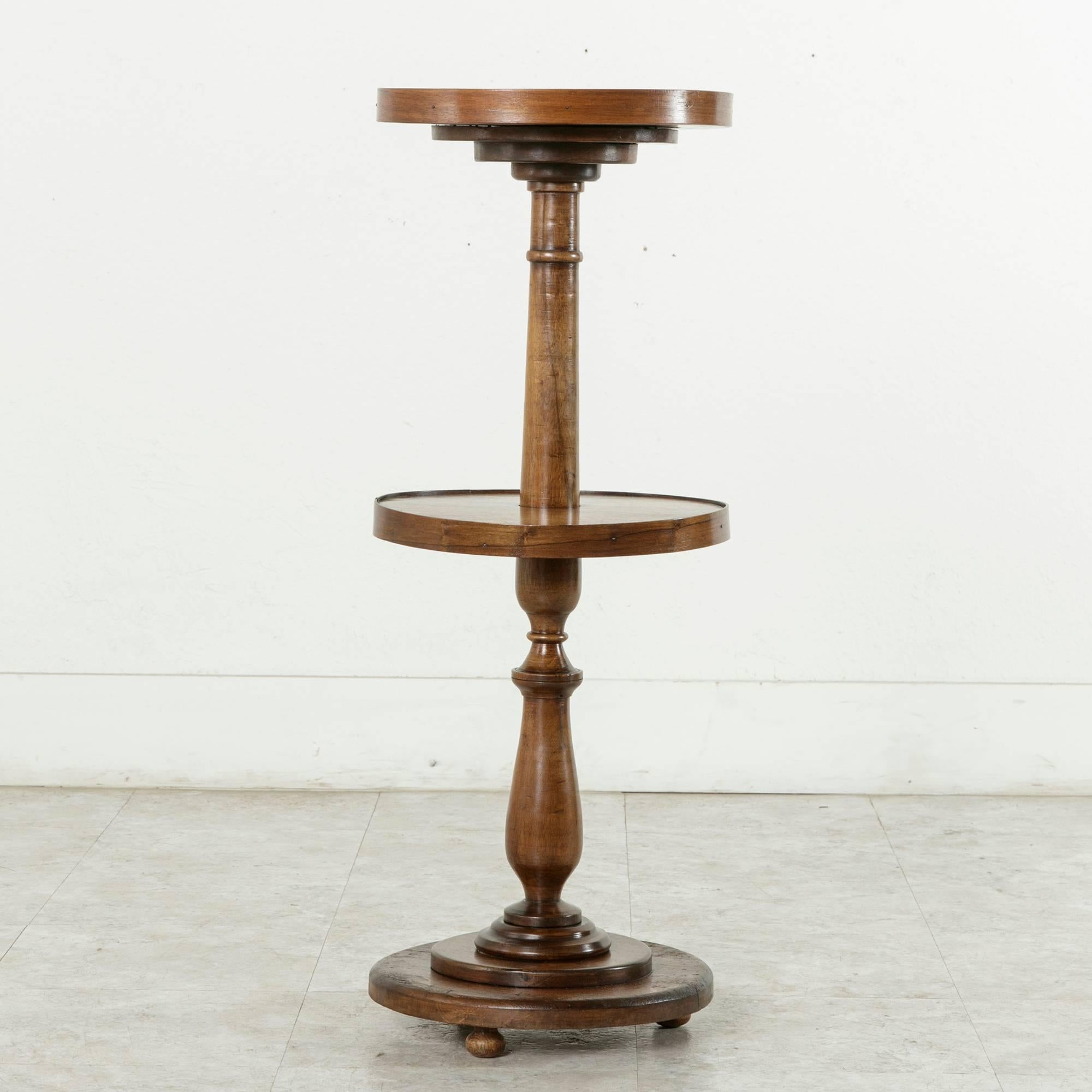 Late 19th Century French Walnut Lace Maker's Table, Pedestal, or Sculpture Stand In Good Condition In Fayetteville, AR