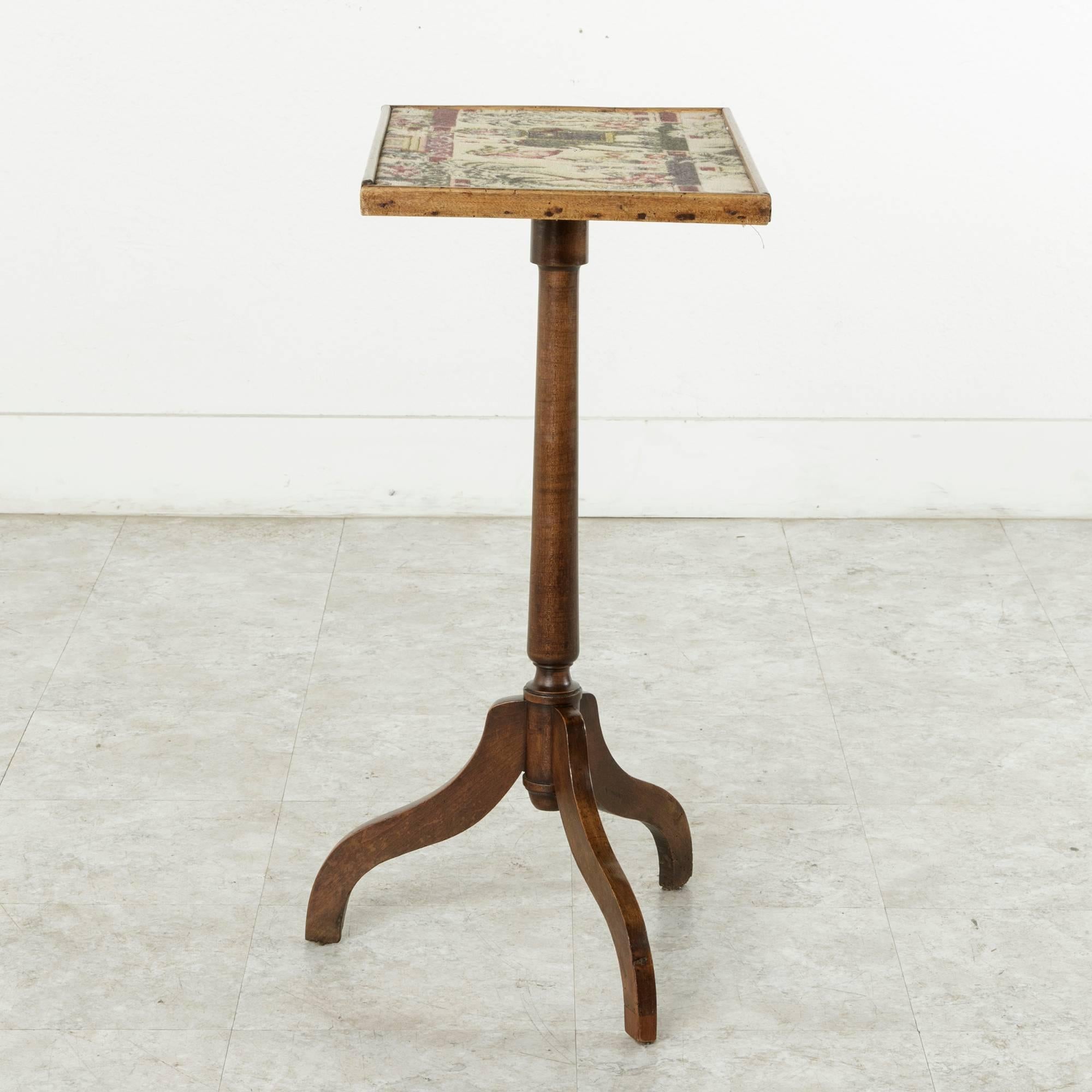 Early 19th Century Louis Philippe Period Walnut Side Table with Tapestry Top 2