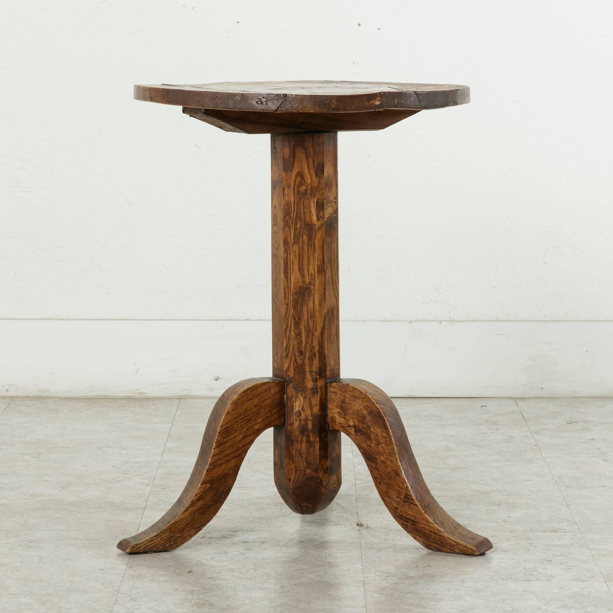 19th Century Rustic Artisan-Made French Chestnut Side Table or End Table 1